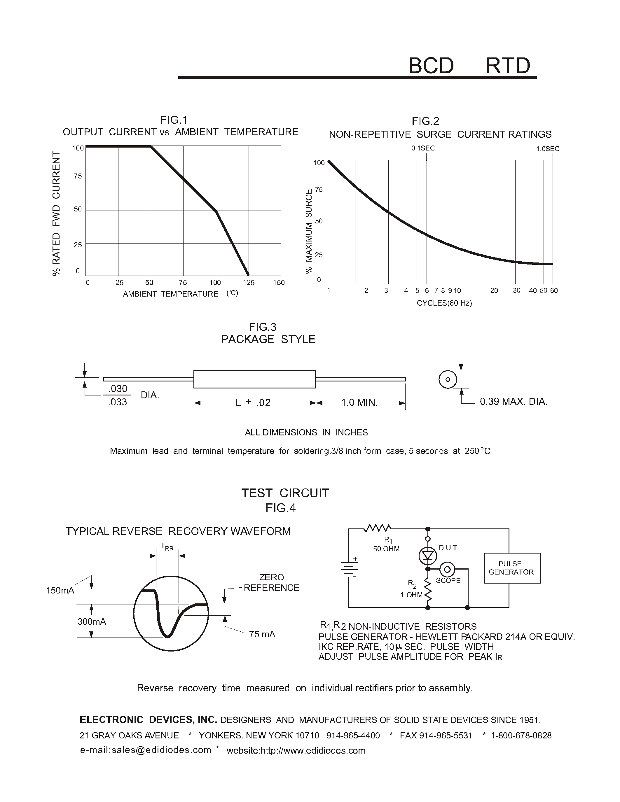Datasheet RTD08 page 2 Datasheet RTD08 - 100mA SILICON CARTRIDGE RECTIFIERS page 2