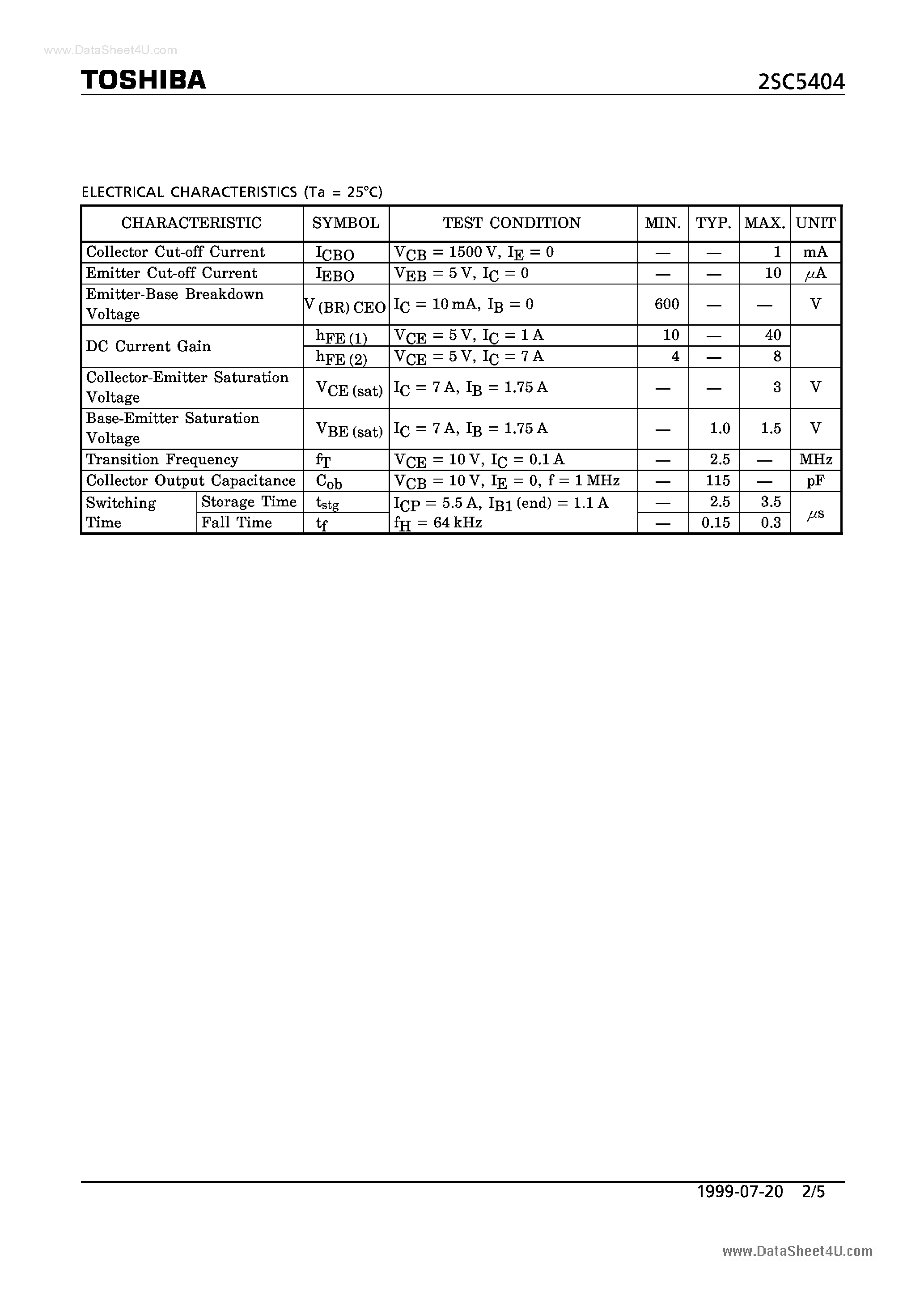 Даташит на микросхему C5404 страница 2 Даташит C5404 - Search -----> 2SC5404 страница 2