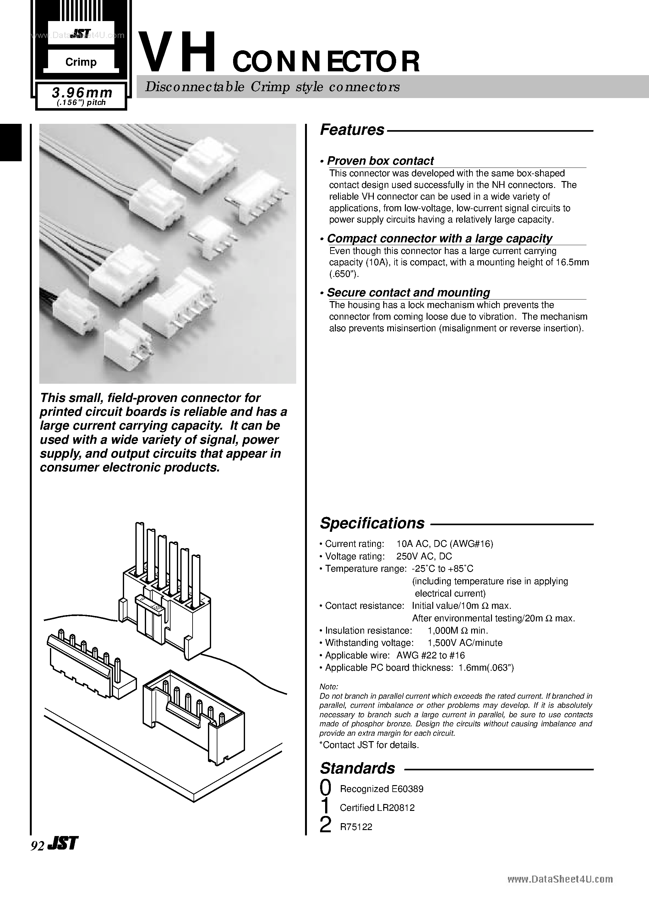 Datasheet B4P-VH - VH Connector page 1