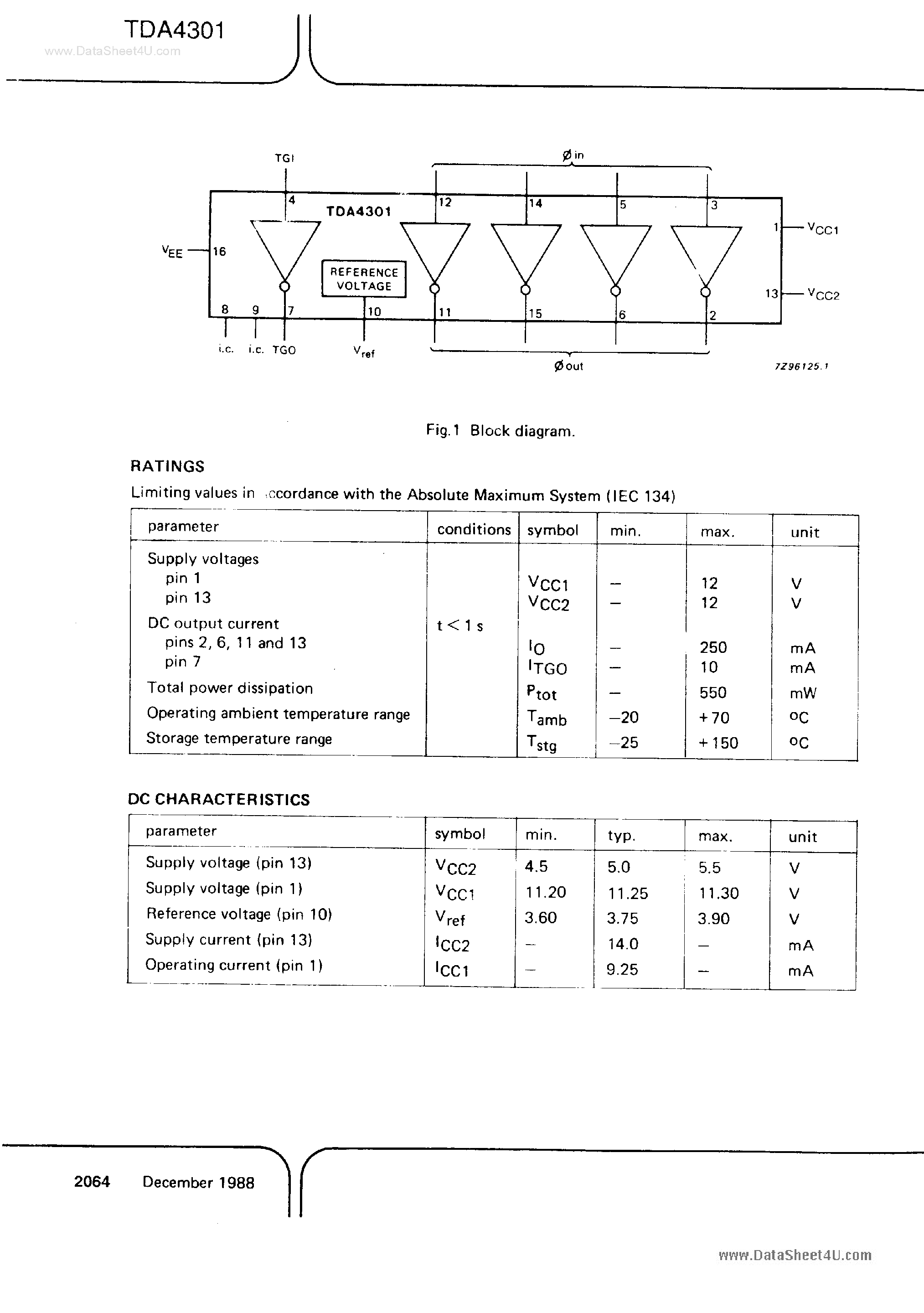 Datasheet TDA4301 - Vertical Driver page 2