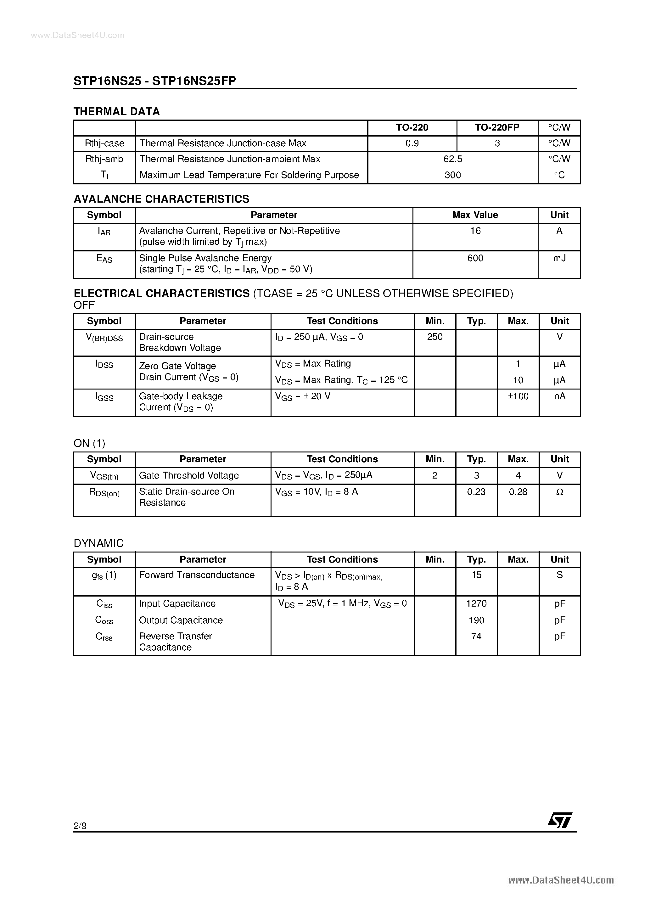 Даташит на микросхему P16NS25 страница 2 Даташит P16NS25 - Search -----> STP16NS25 страница 2