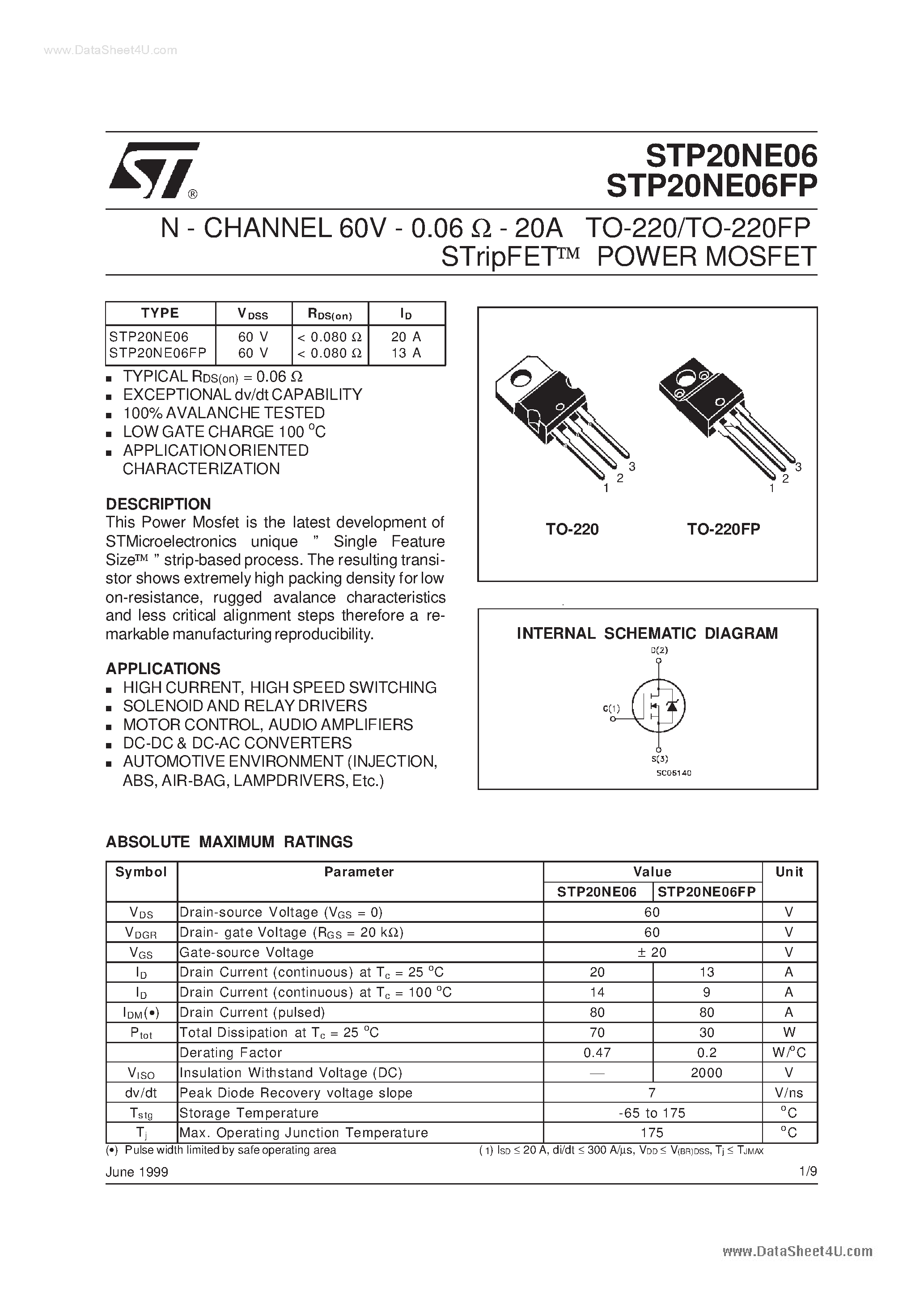 Datasheet P20NE - Search -----> STP20NE page 1