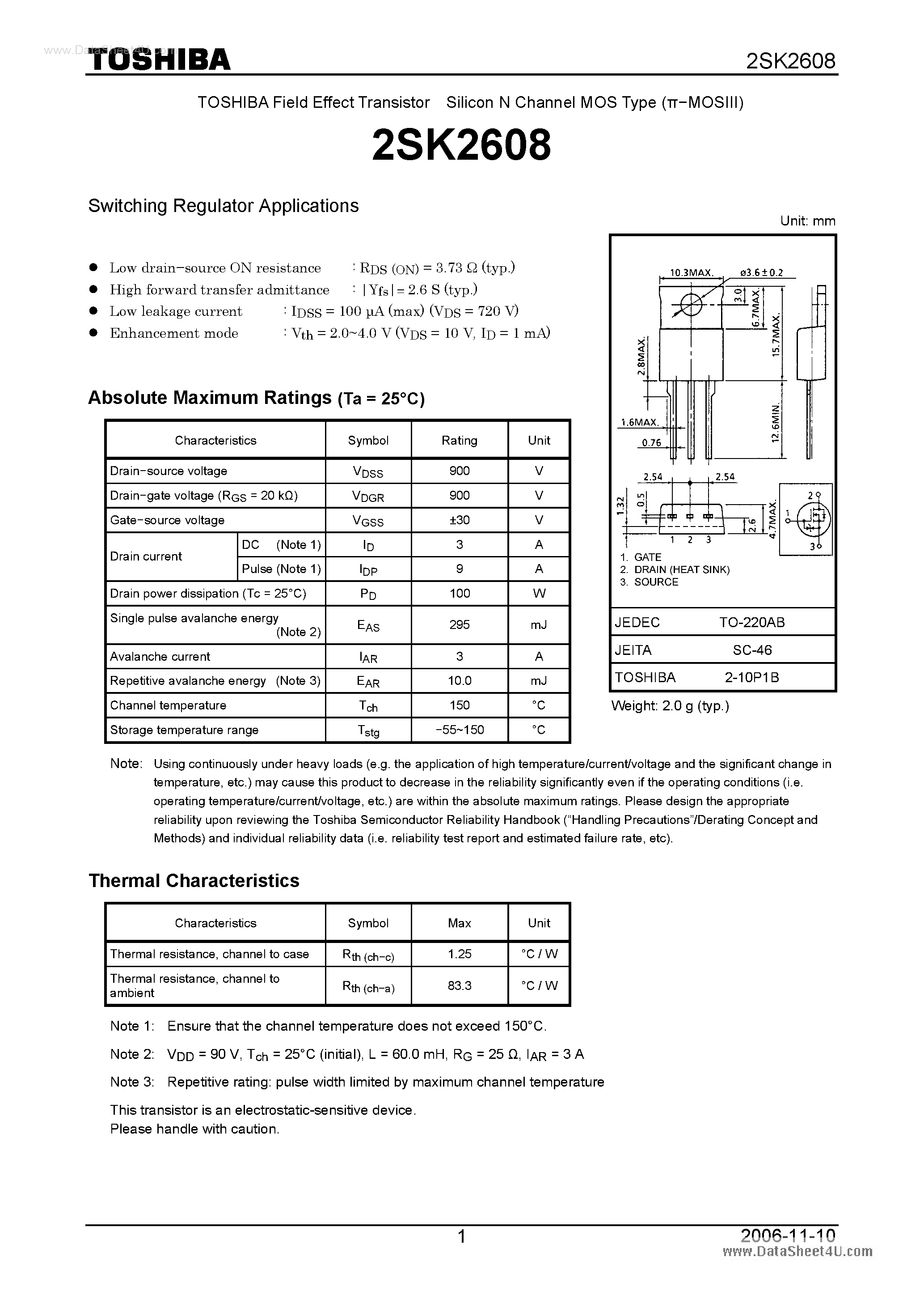 Datasheet K2608 page 1 Datasheet K2608 - Search -----> 2SK2608 page 1