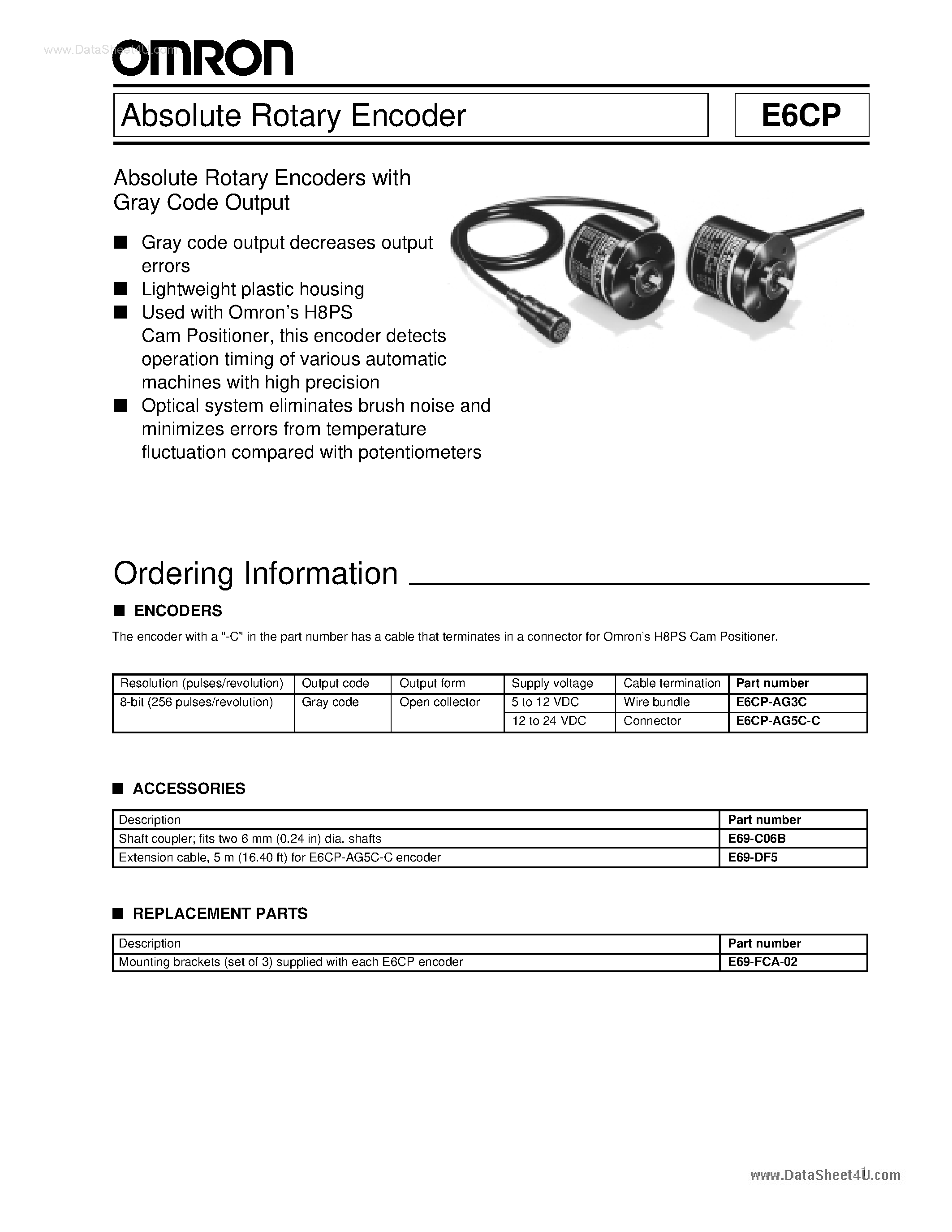 Даташит на микросхему E6CP-AG3C страница 1 Даташит E6CP-AG3C - Encoder Absolute страница 1