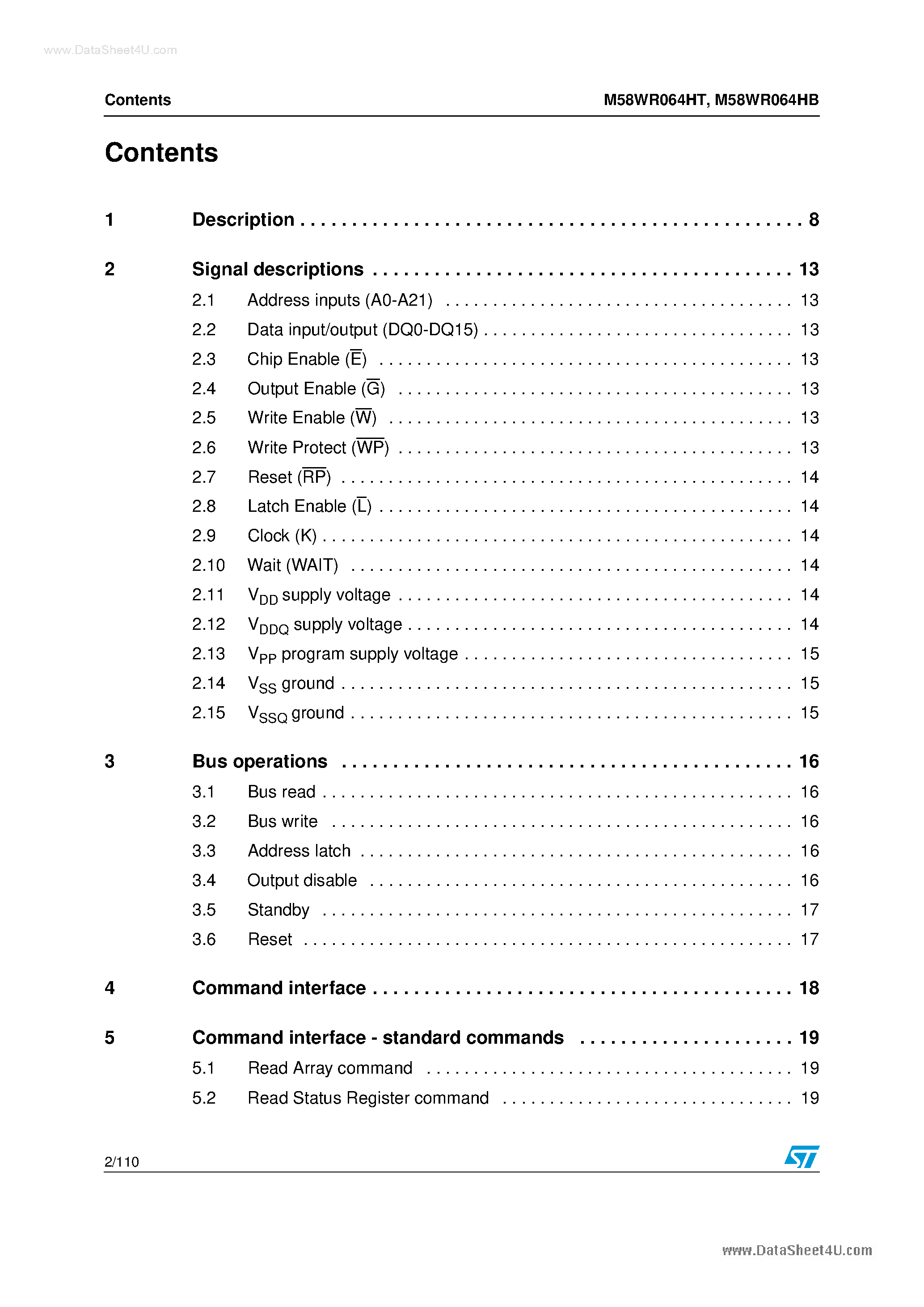Даташит M58WR064HB - 1.8 V supply Flash memories страница 2