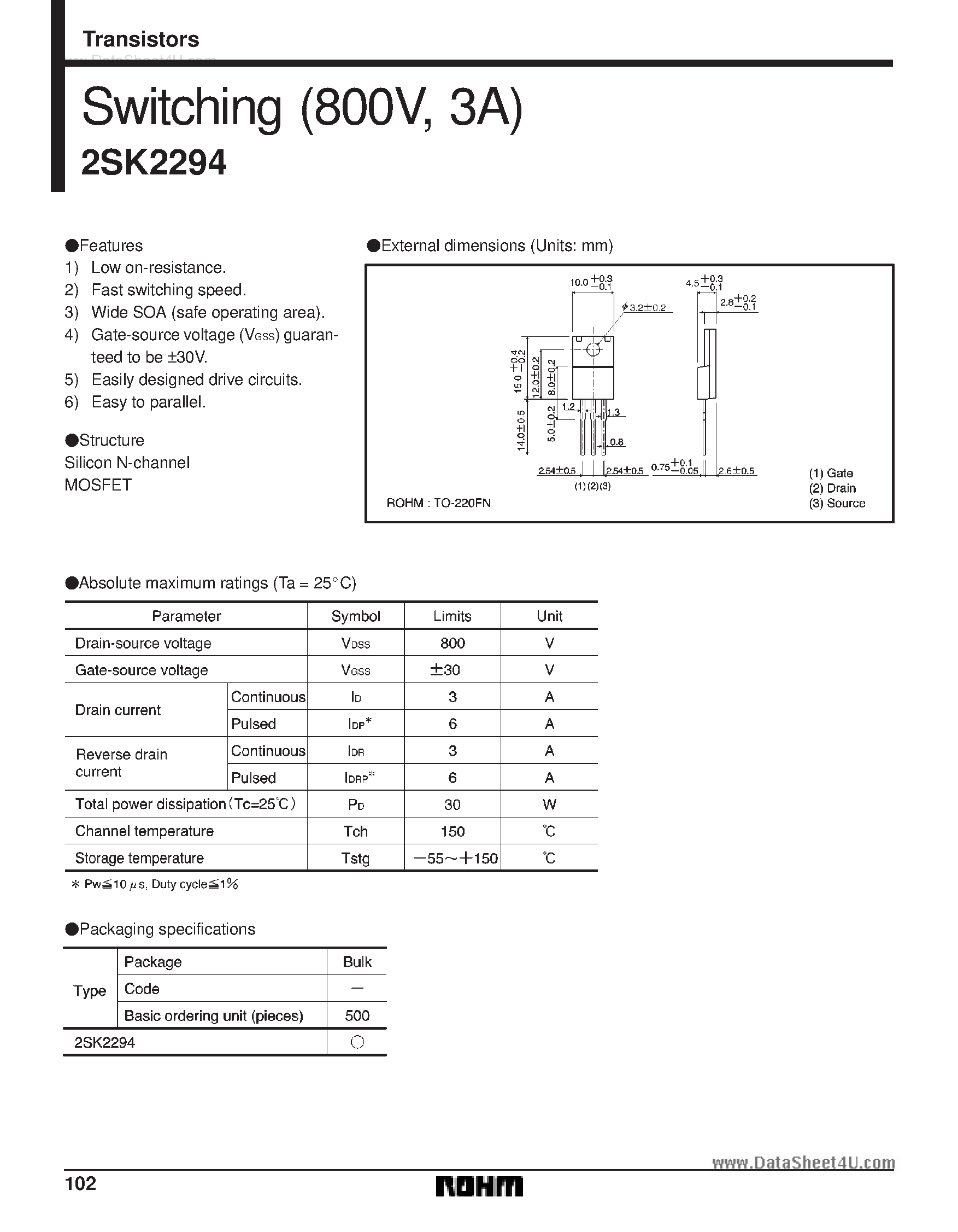 Datasheet 2SK2294 - Switching page 1