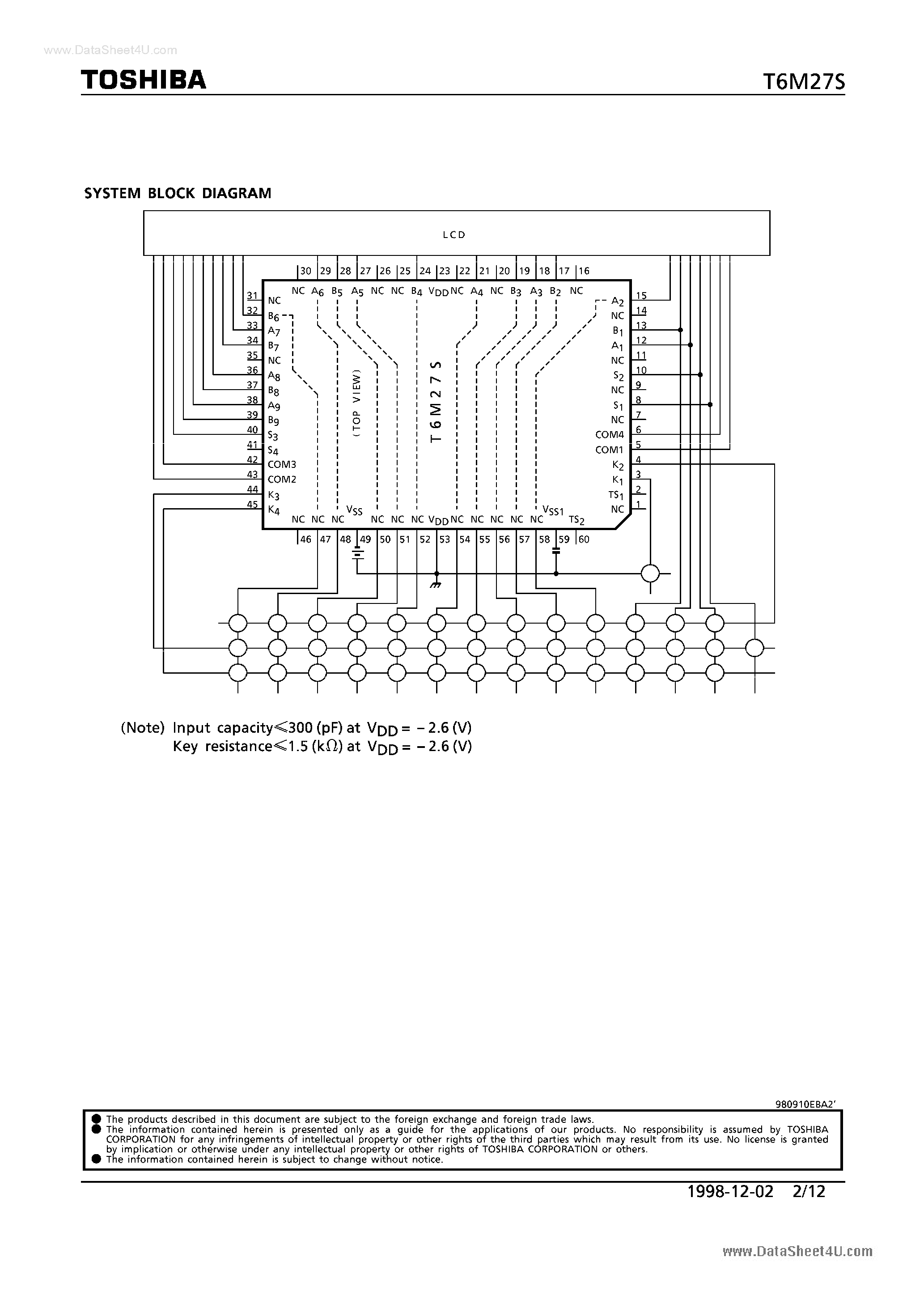 Datasheet T6M27S - CMOS 1 CHIP LSI page 2