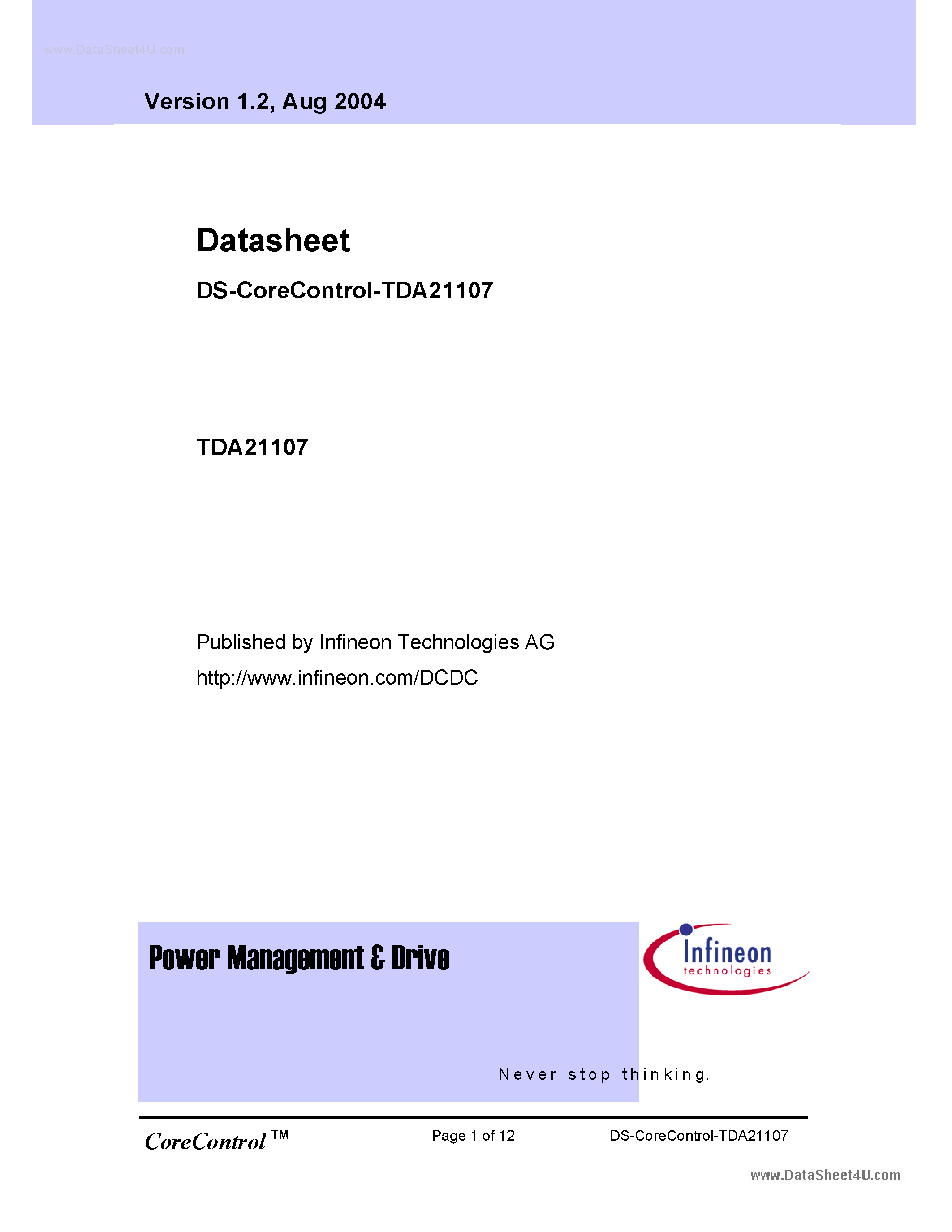 Datasheet TDA21107 page 1 Datasheet TDA21107 - High speed Driver page 1