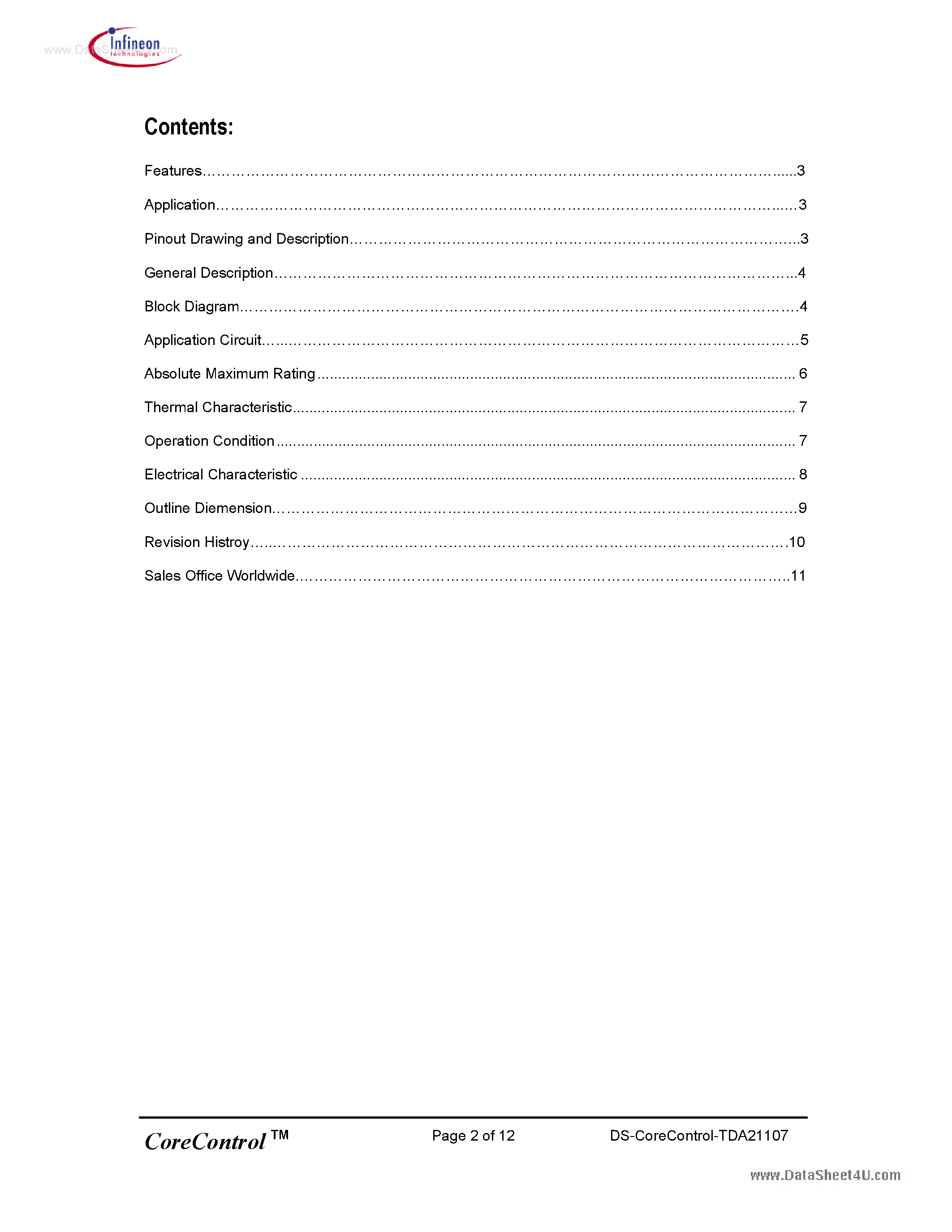 Datasheet TDA21107 page 2 Datasheet TDA21107 - High speed Driver page 2