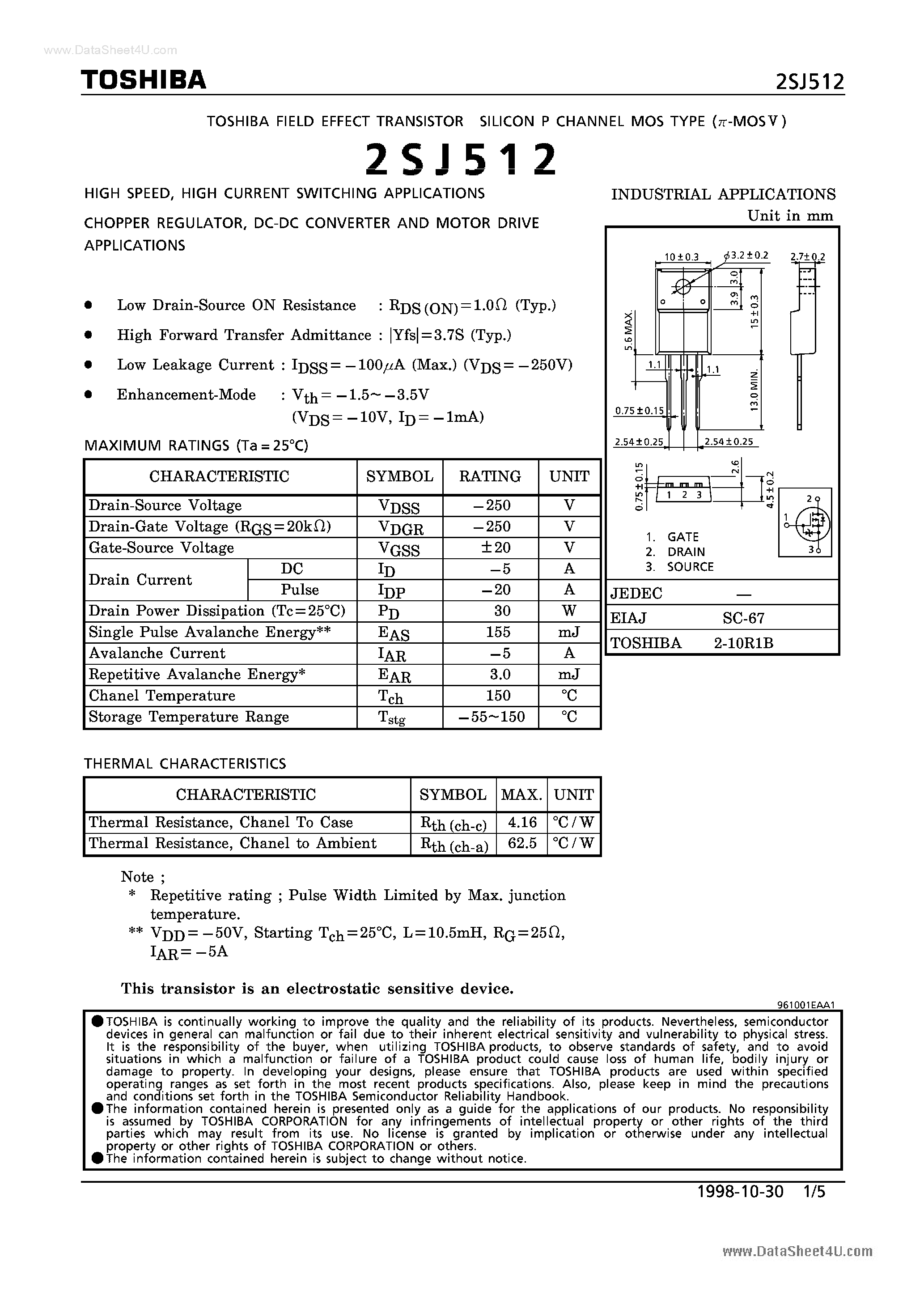 Даташит на микросхему J512 страница 1 Даташит J512 - Search -----> 2SJ512 страница 1