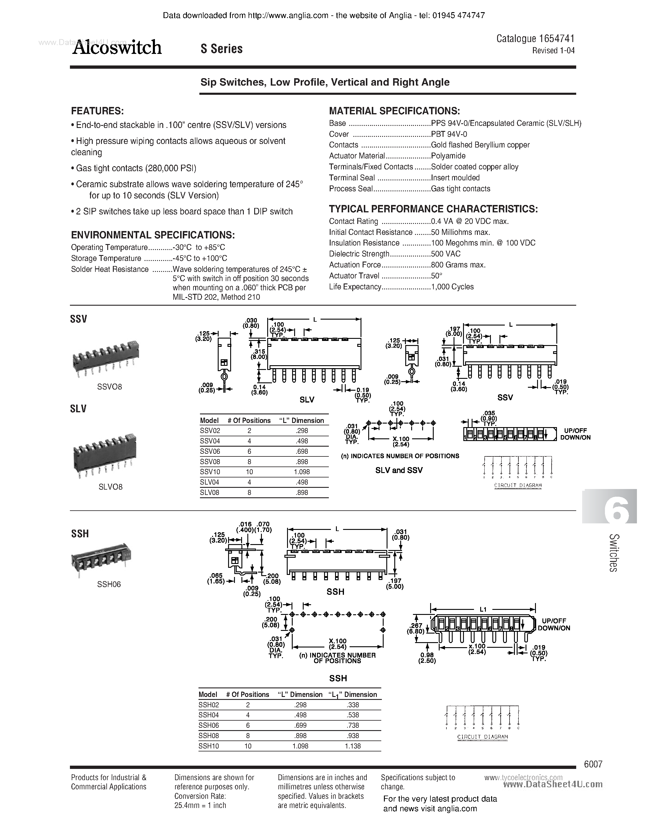 Даташит SLV04 - (SLVxx) Sip Switches страница 1