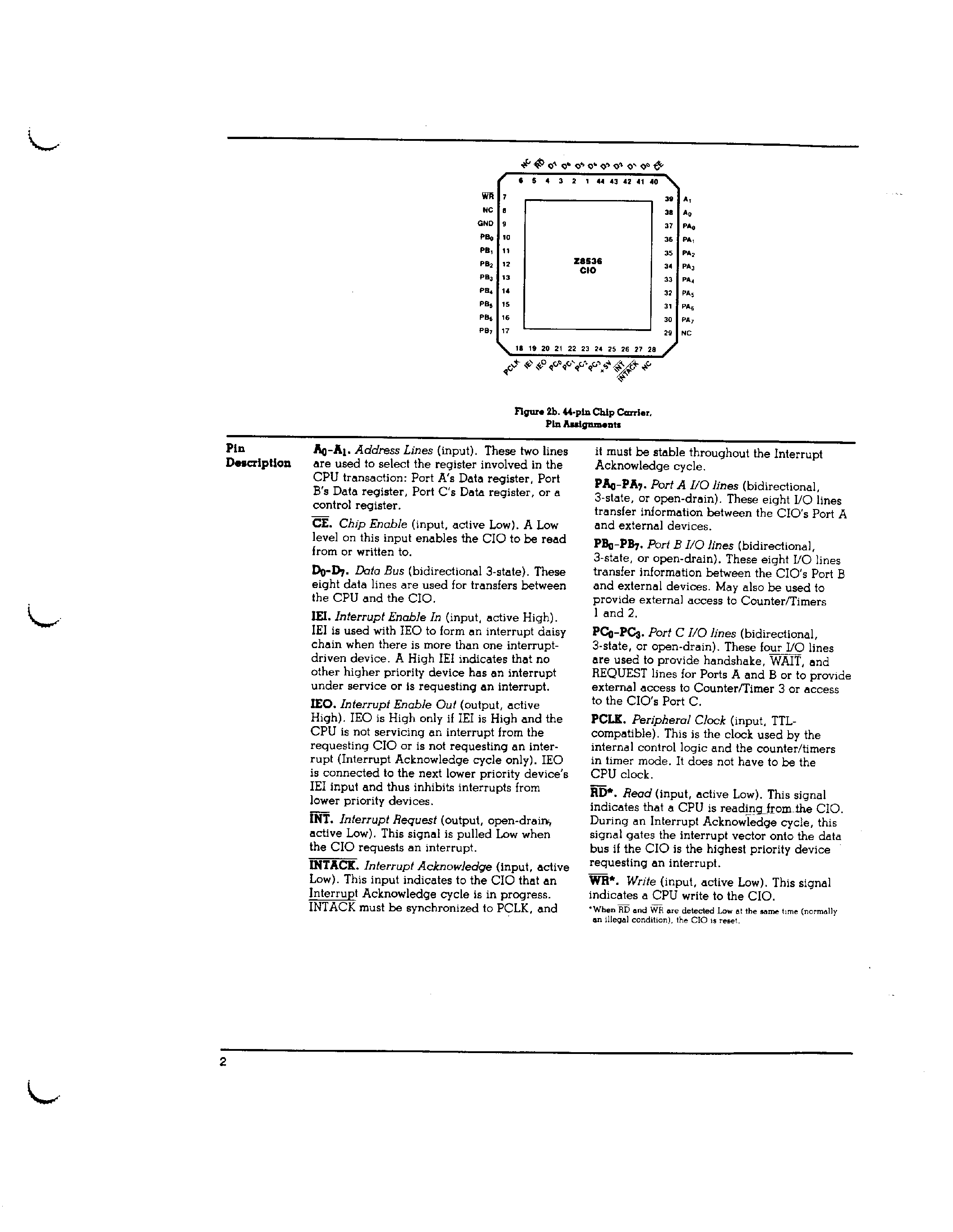 Datasheet Z08536 page 2 Datasheet Z08536 - Counter / Timer and Parallel I/O Unit page 2