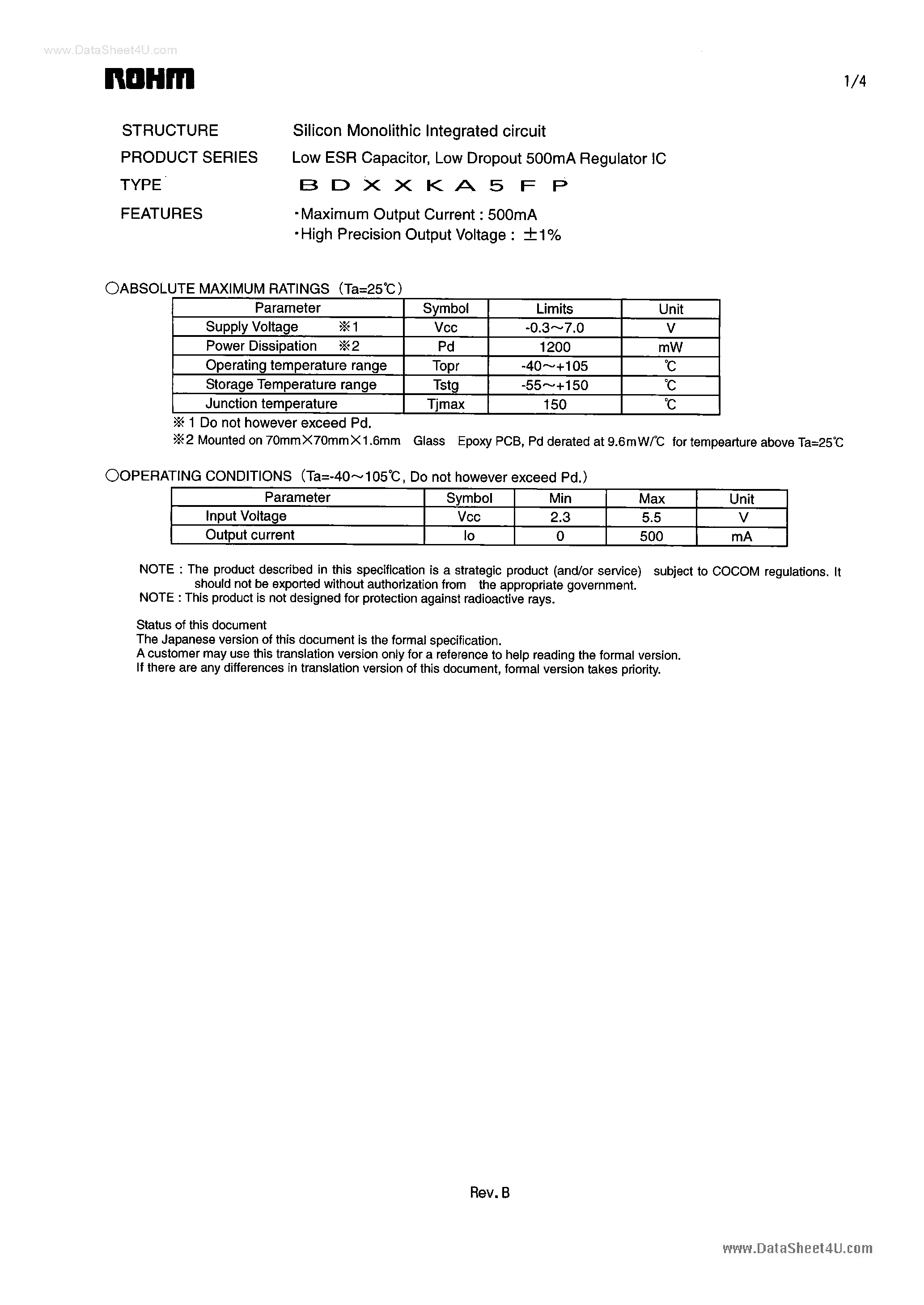 Datasheet BD25KA5FP - Low ESR Capacitor page 1
