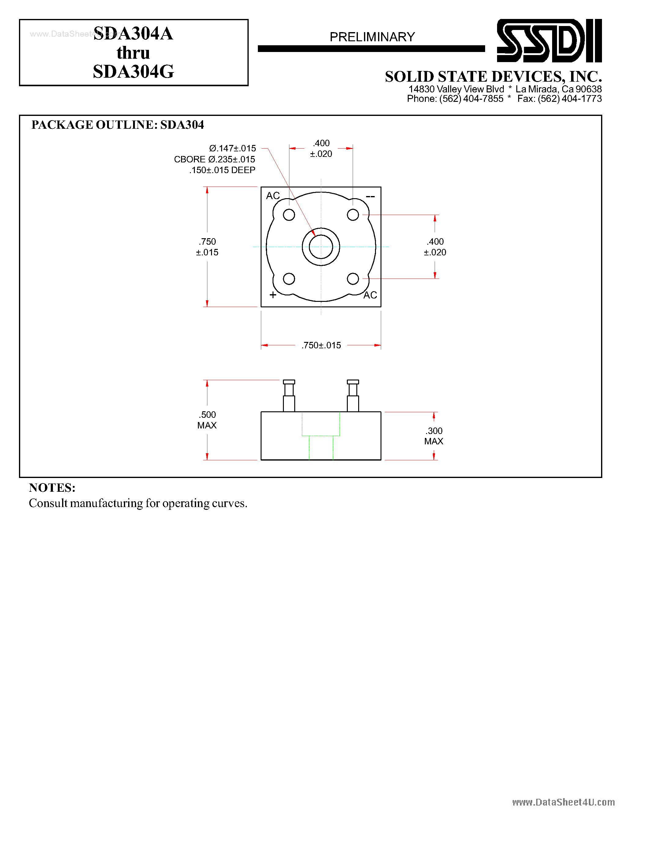 Даташит на микросхему SDA304A страница 2 Даташит SDA304A - (SDA304x) Standard Recovery Single Phase Bridge страница 2