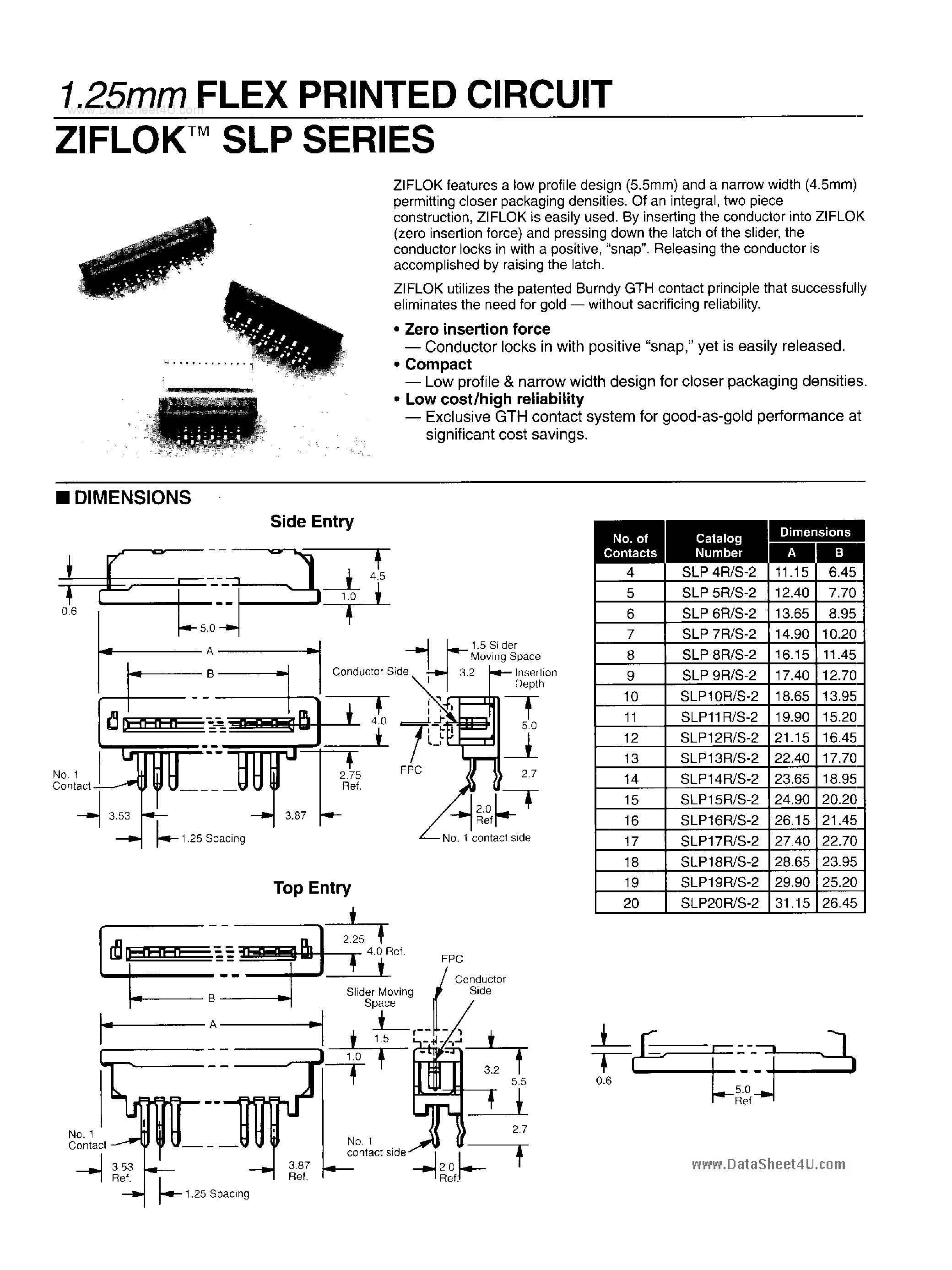 Datasheet SLP10R-2 - (SLPxxR/S-2) Flex Printed Circuit page 1