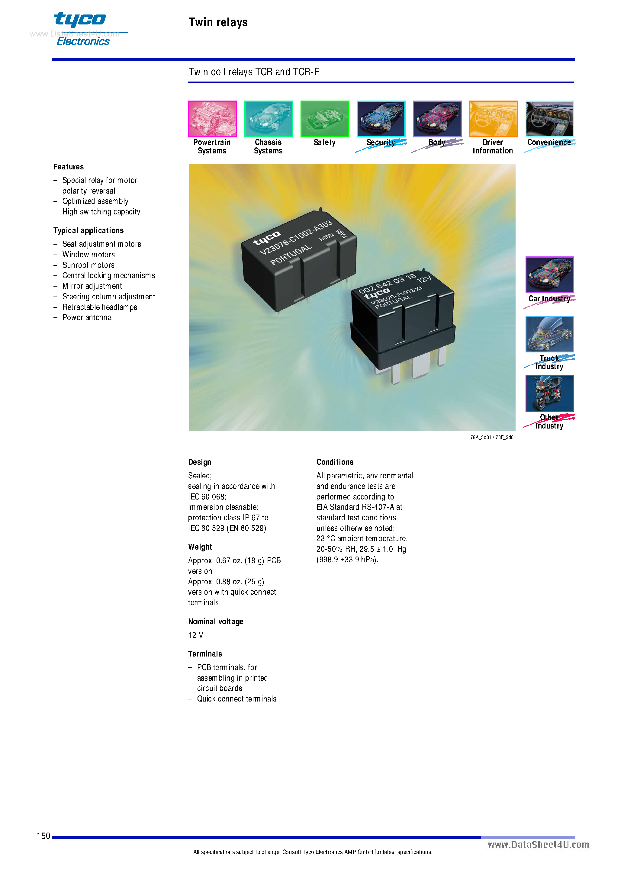 Datasheet V23078-C1 - Twin relays page 1