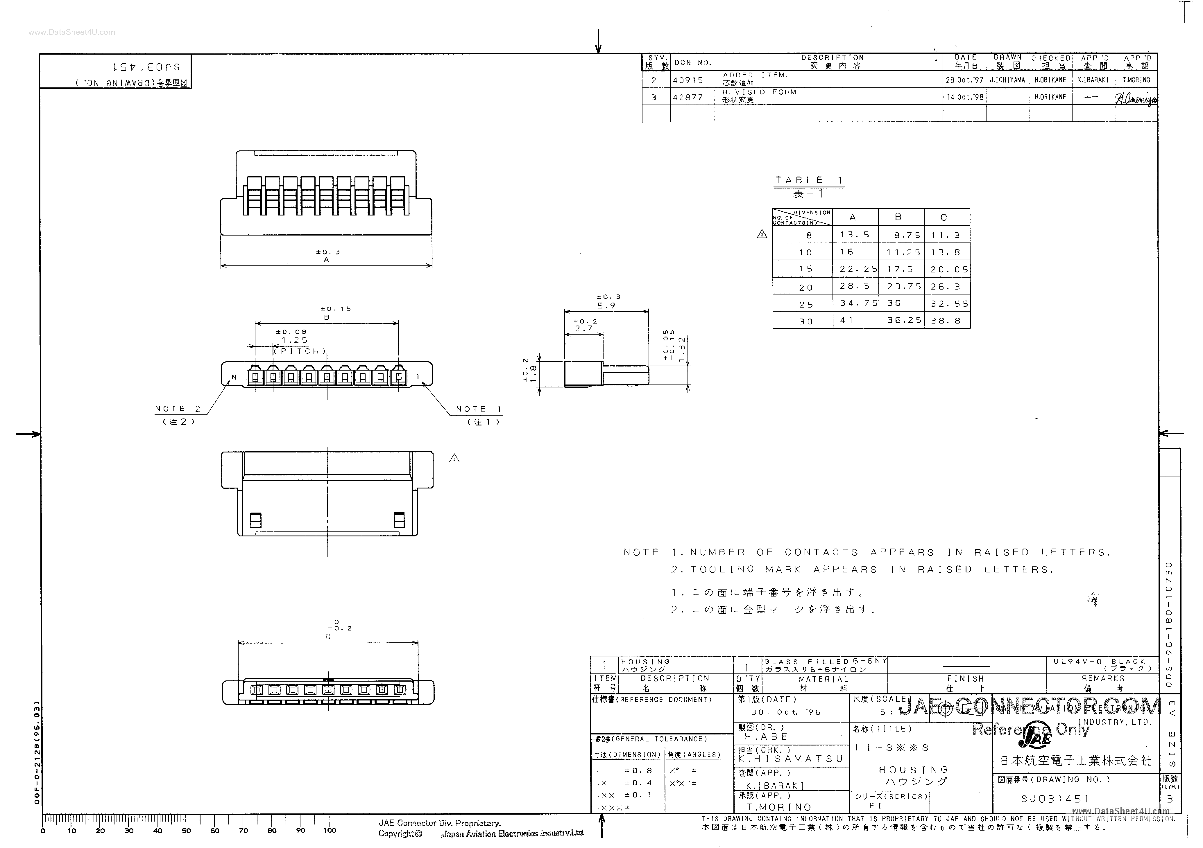 Даташит FI-S08S - (FI-SxxS) Connector страница 1