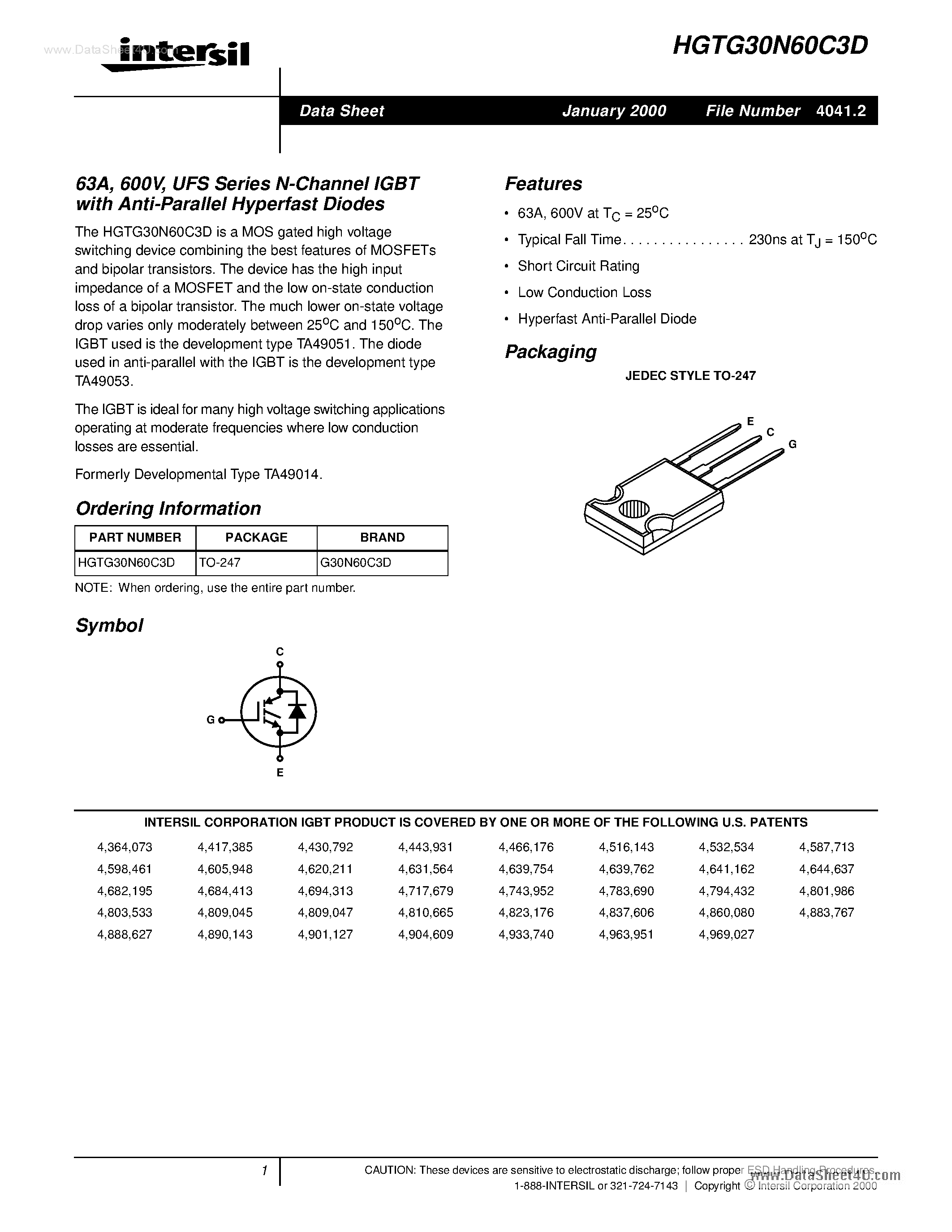 Даташит на микросхему G30N60C3D страница 1 Даташит G30N60C3D - Search -----> HGTG30N60C3D страница 1