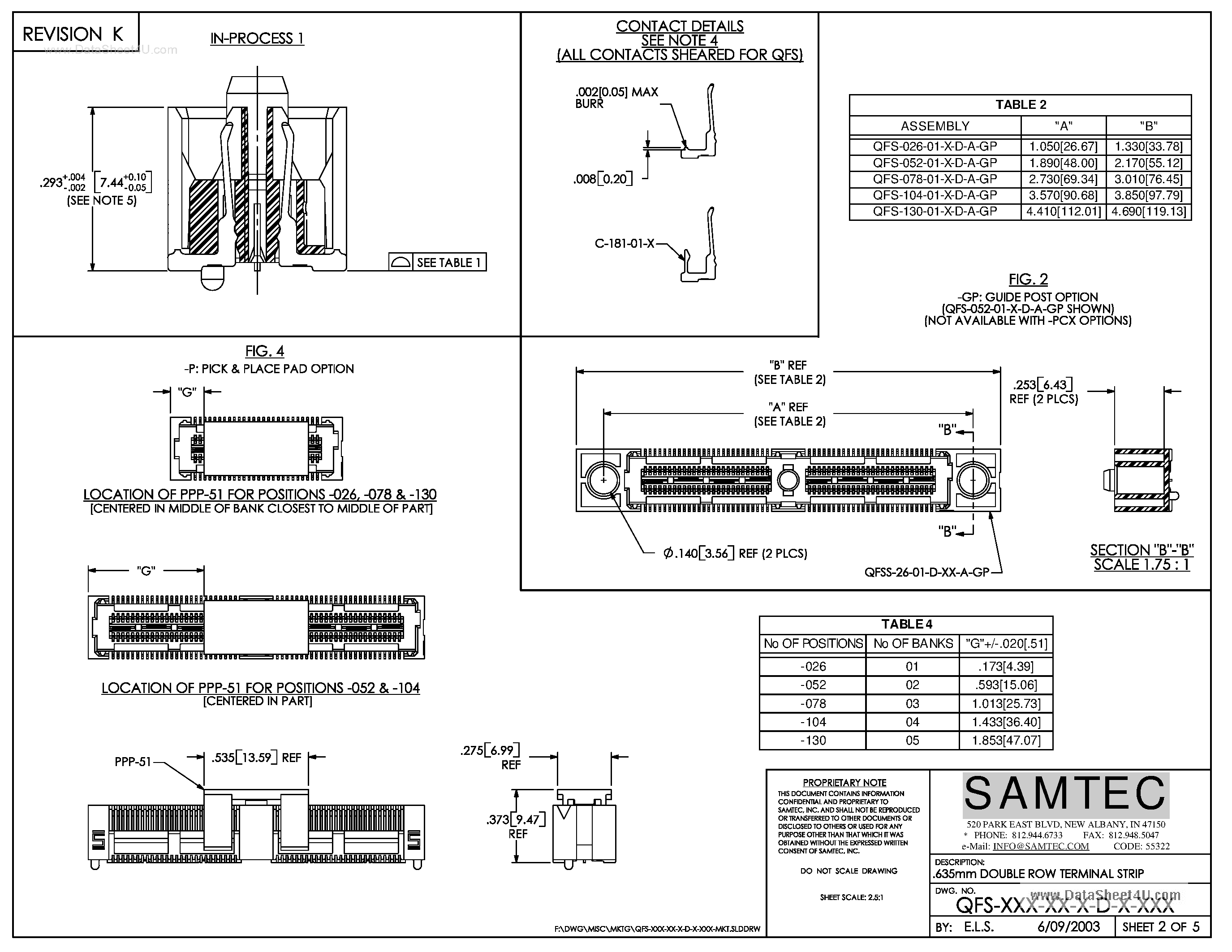Даташит QFS-xxx-xx-x-D-x - (QFS-xxxx) Double Row Terminal Strip страница 2