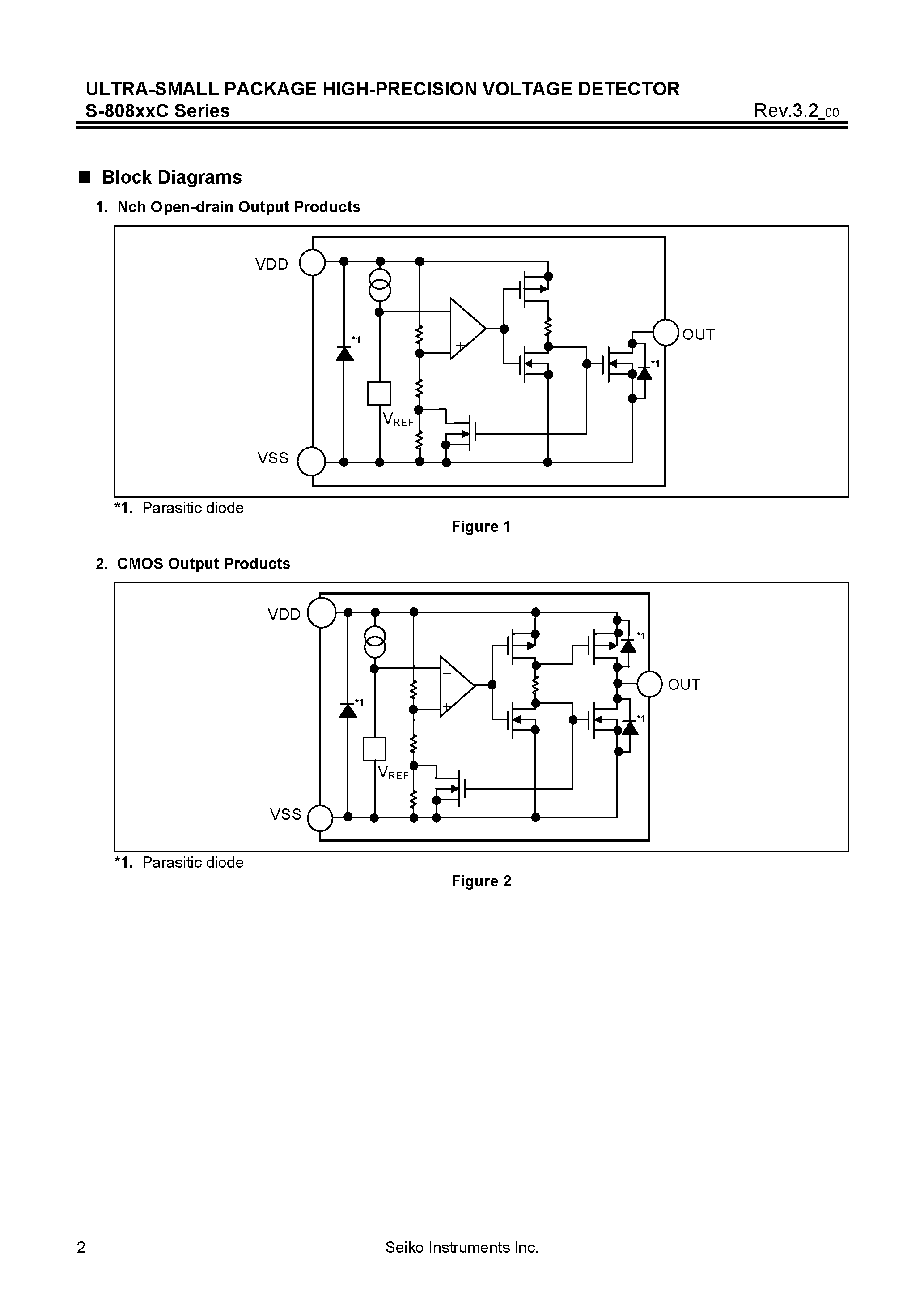 Даташит S-80844C - (S-808xxC) ULTRA-SMALL PACKAGE HIGH-PRECISION VOLTAGE DETECTOR страница 2