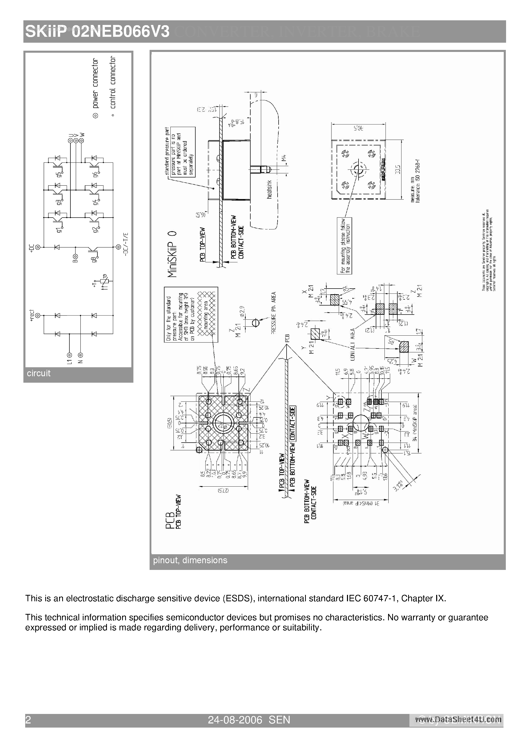 Datasheet SKIIP02NEB066V3 page 2 Datasheet SKIIP02NEB066V3 - 1-phase bridge rectifier brake chopper 3-phase bridge inverter page 2