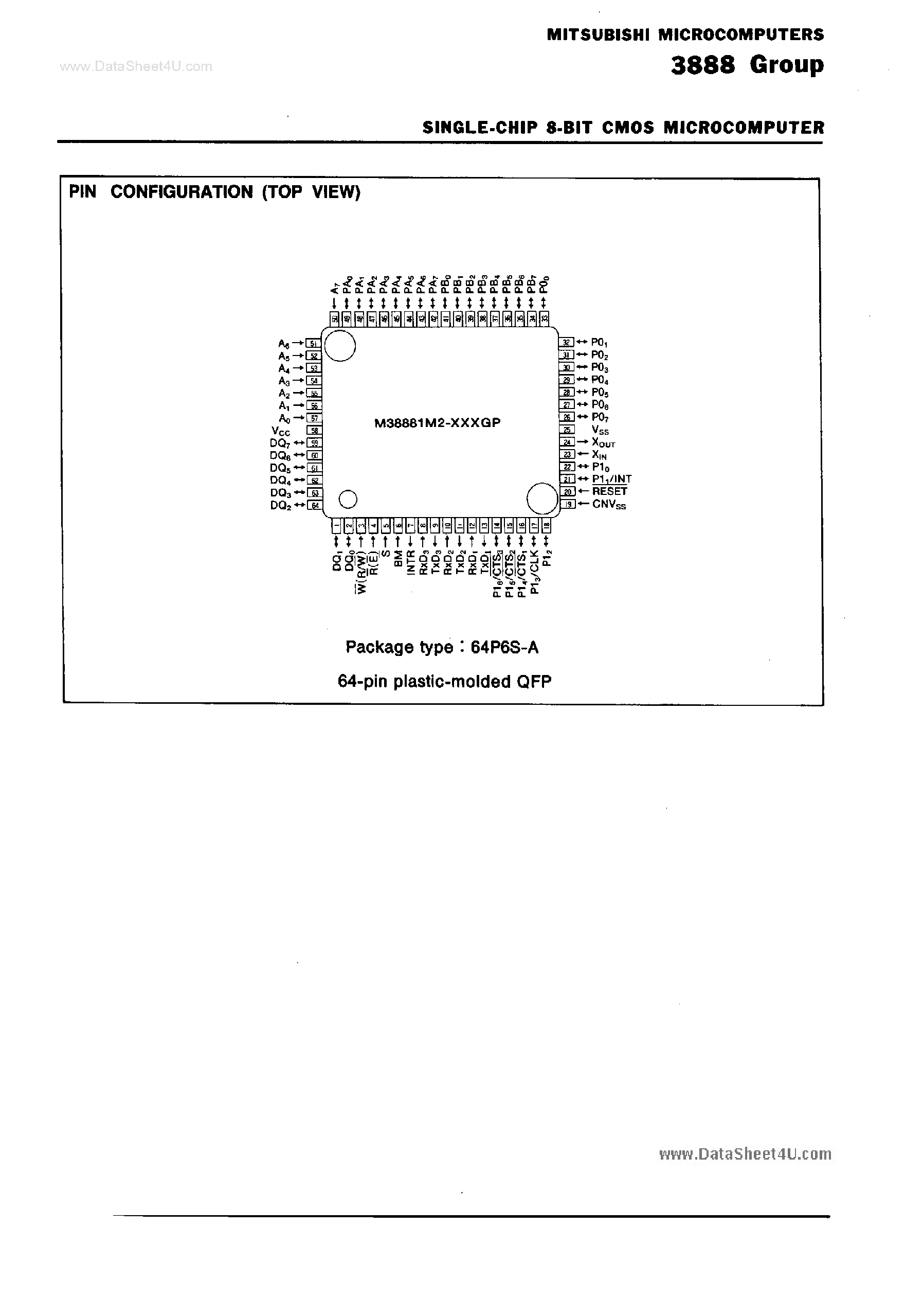 Datasheet M38881M2 - Single Chip 8-Bit CMOS Microcomputer page 2