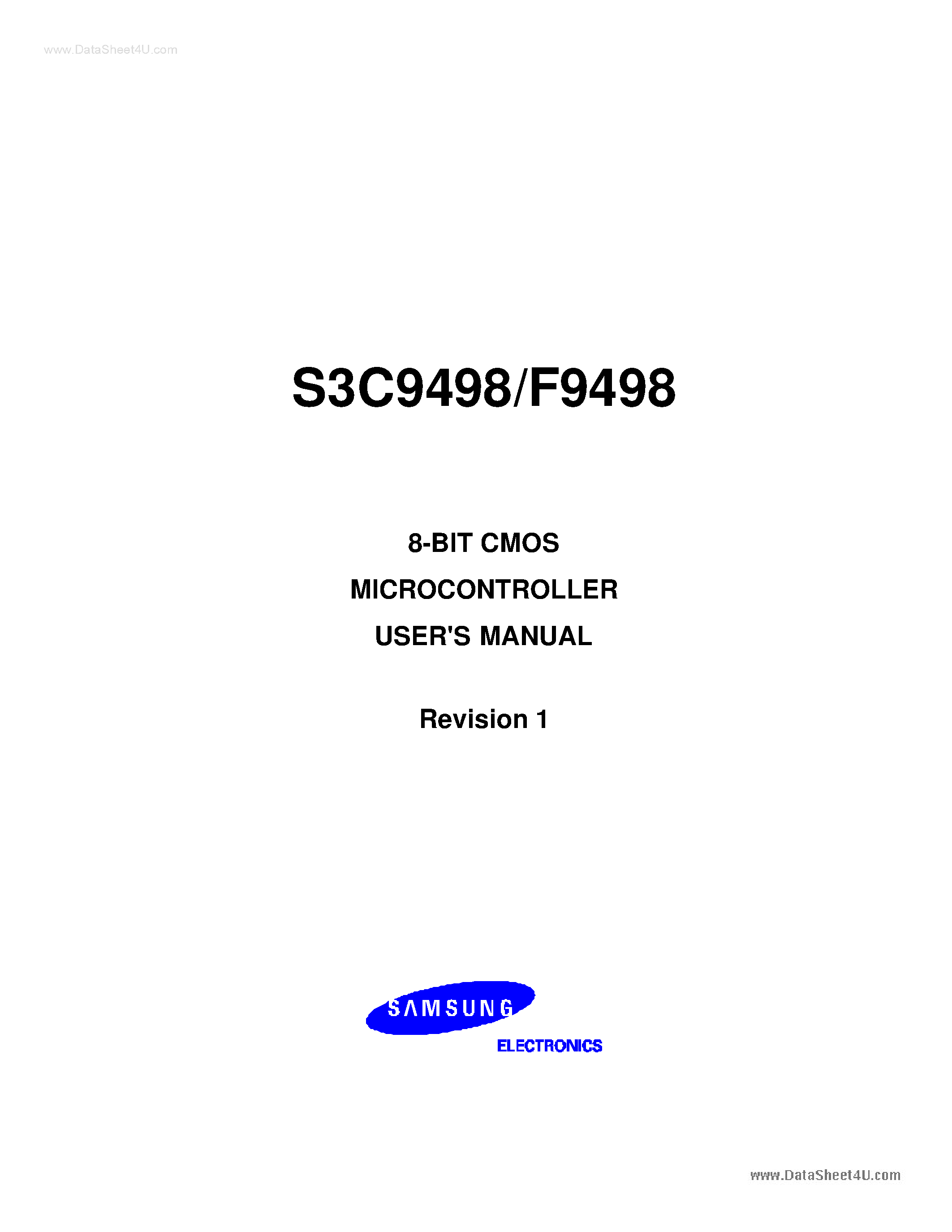 Даташит S3F9498 - 8-BIT CMOS MICROCONTROLLER страница 1
