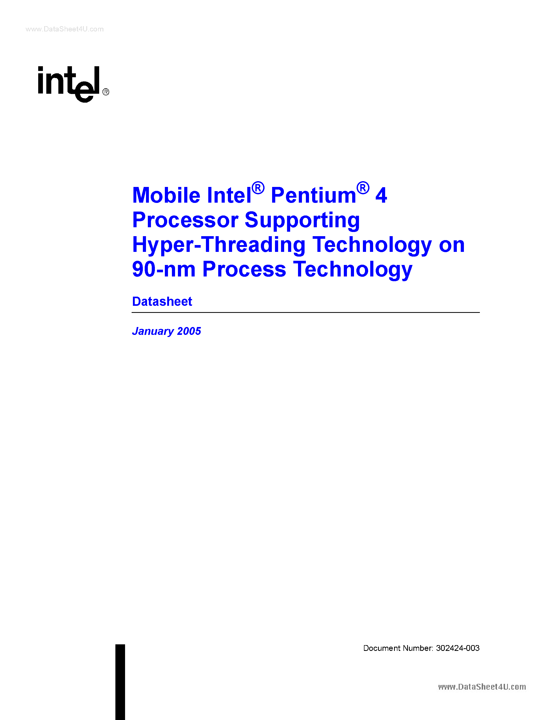 Datasheet RK80546HE0721M - Mobile Intel Pentium 4 Processor Supporting Hyper Threading Technology page 1