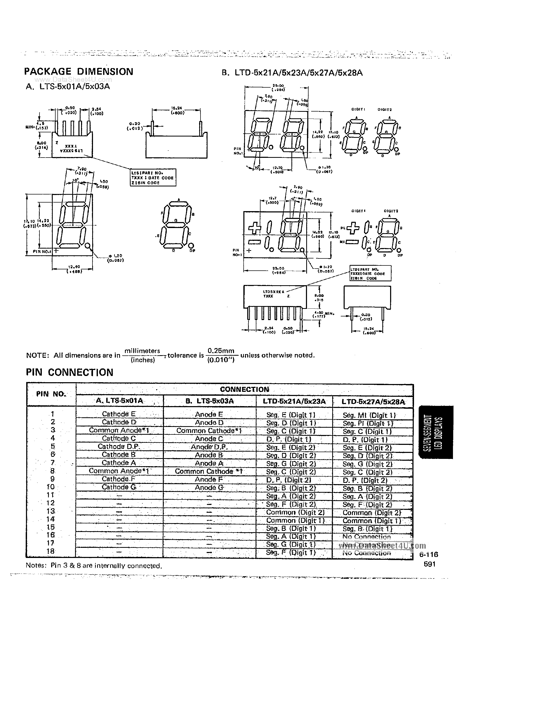 Даташит на микросхему LTS-5000A страница 2 Даташит LTS-5000A - (LTS5000 Series) 7-Segment Numeric Displays страница 2
