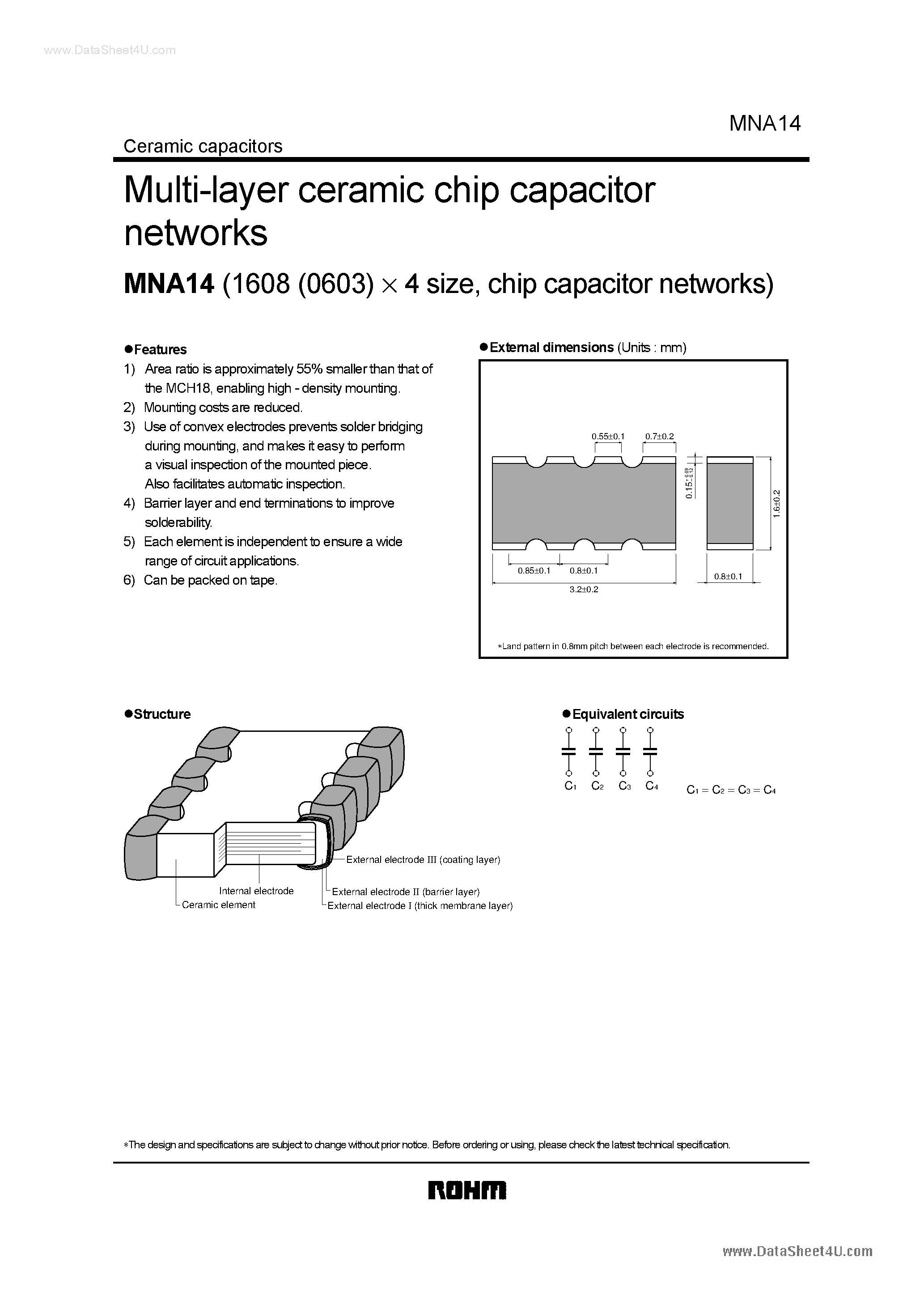 Datasheet MNA14 - Multi-layer ceramic chip capacitor networks page 1
