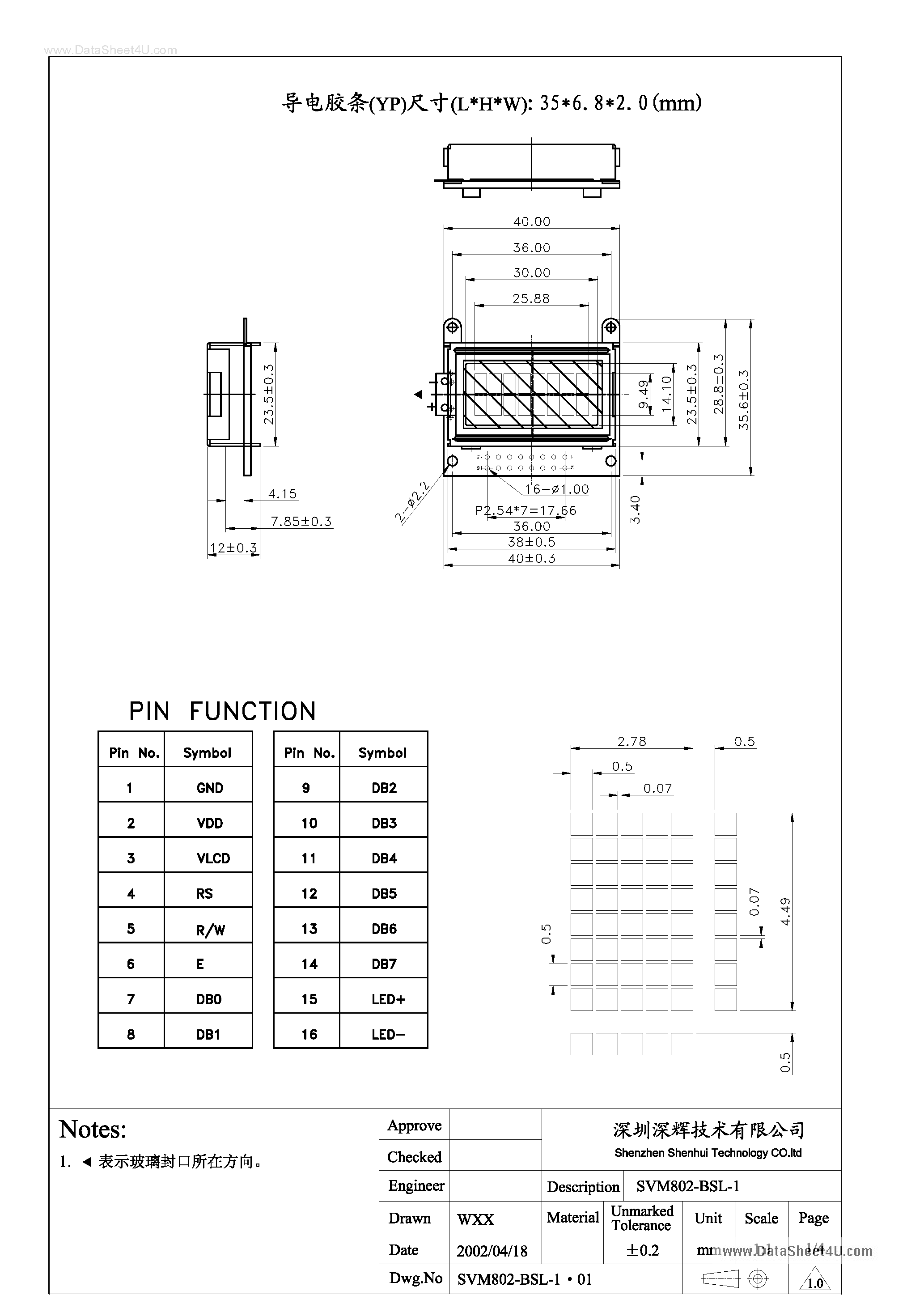 Datasheet SVM802-BSL-1 page 1 Datasheet SVM802-BSL-1 - LCD page 1