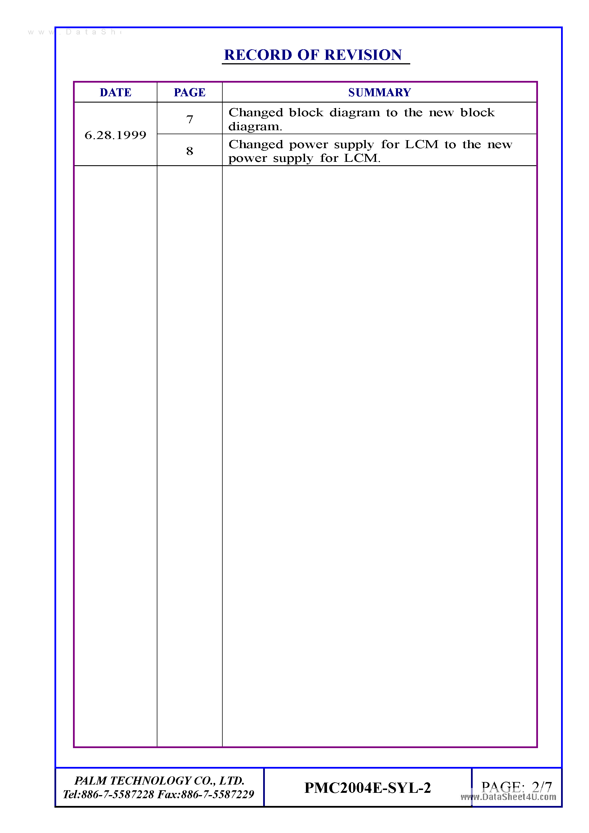 Datasheet PMC2004E-SYL-2 - LCD page 2