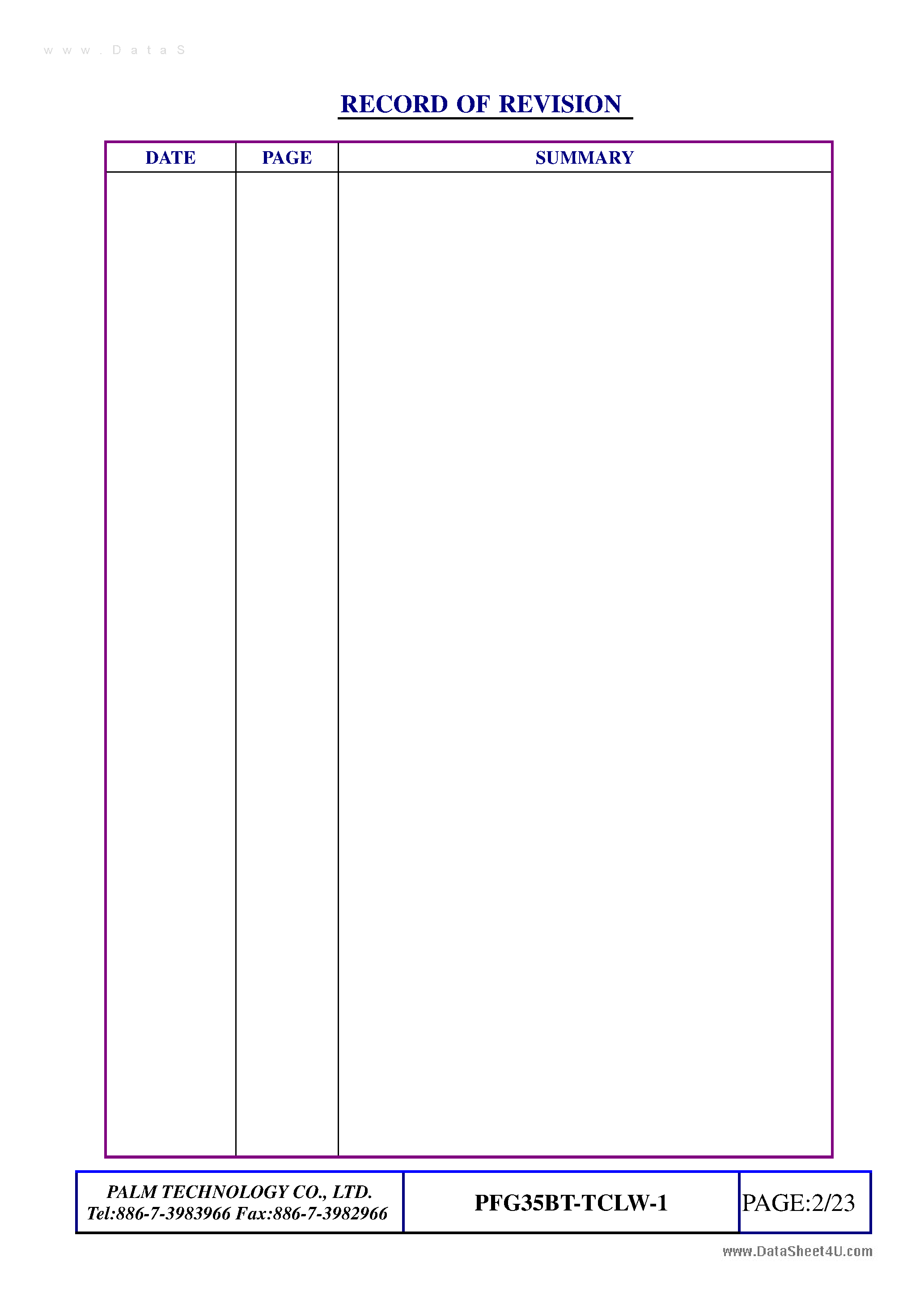 Datasheet PFG35BT-TCLW-1 - LCD page 2