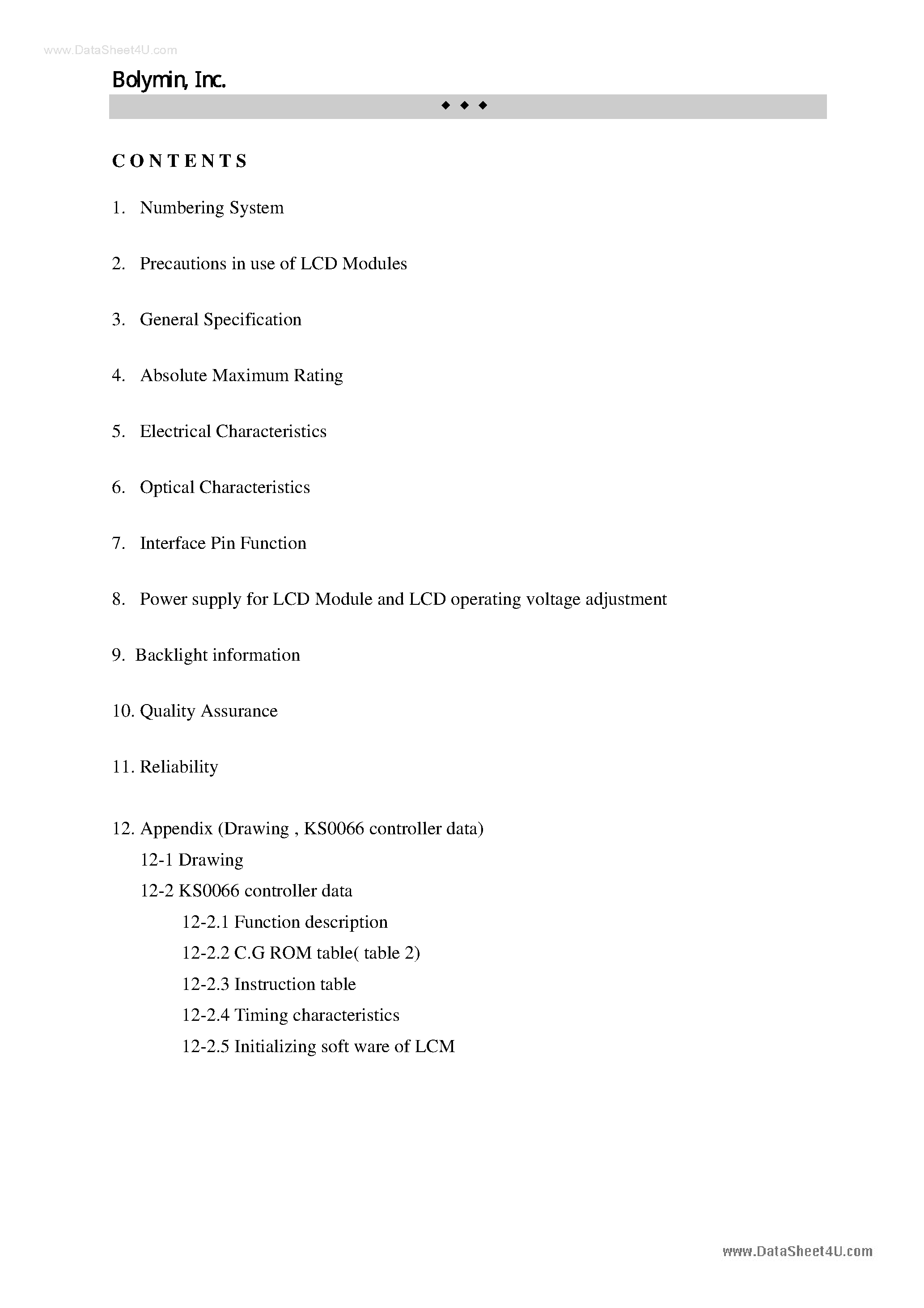 Datasheet BC1604A - LCD page 2