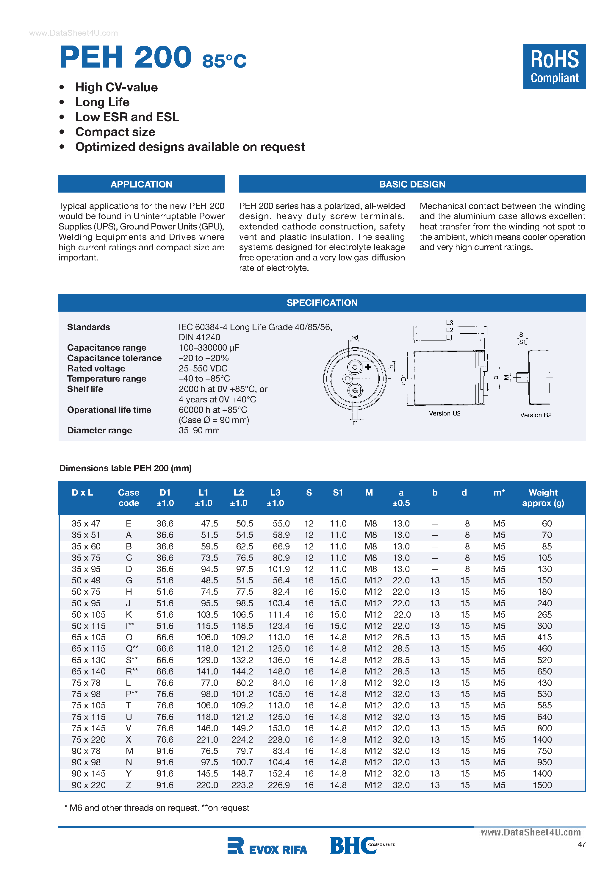 Даташит на микросхему PEH200 страница 1 Даташит PEH200 - Capacitor страница 1
