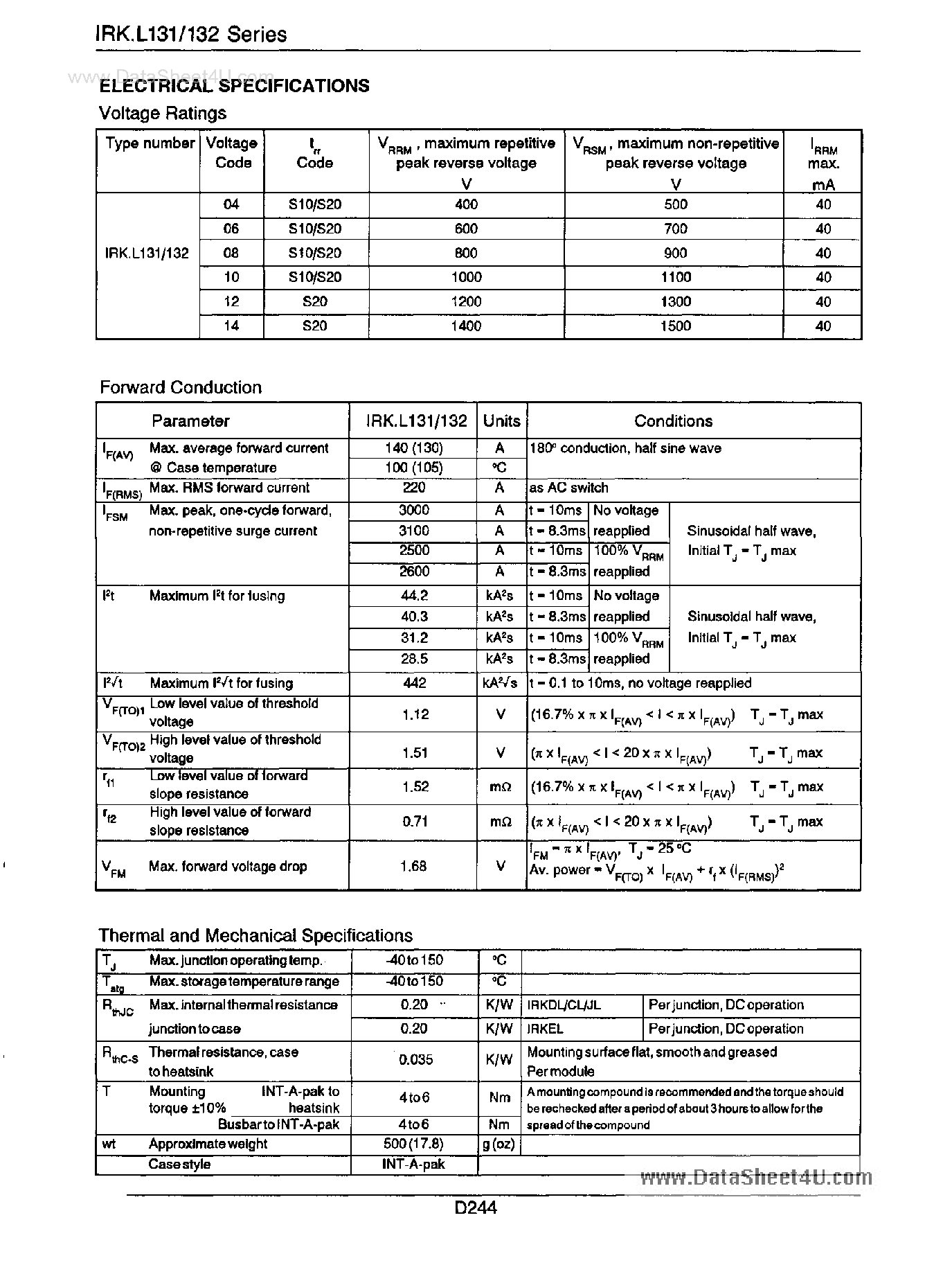 Даташит на микросхему IRKCL131 страница 2 Даташит IRKCL131 - (IRKxL13x) FAST RECOVERY DIODES страница 2