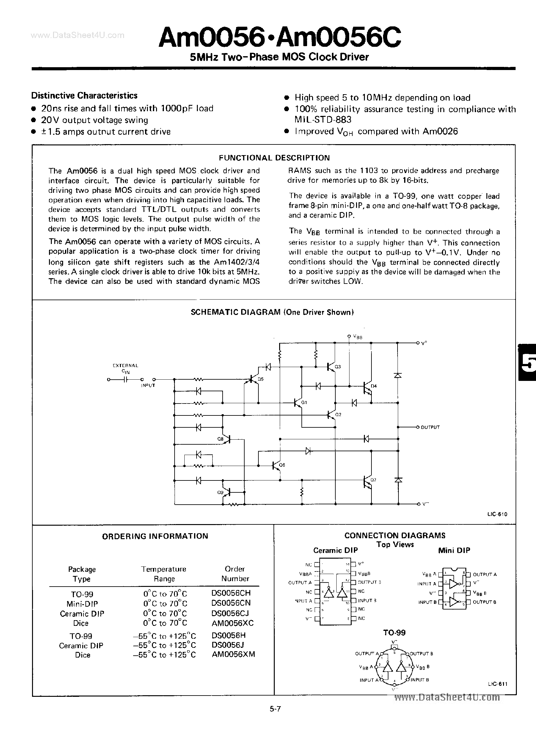 Даташит на микросхему DS0056 страница 1 Даташит DS0056 - 5MHz 2-Phase MOS Clock Driver страница 1