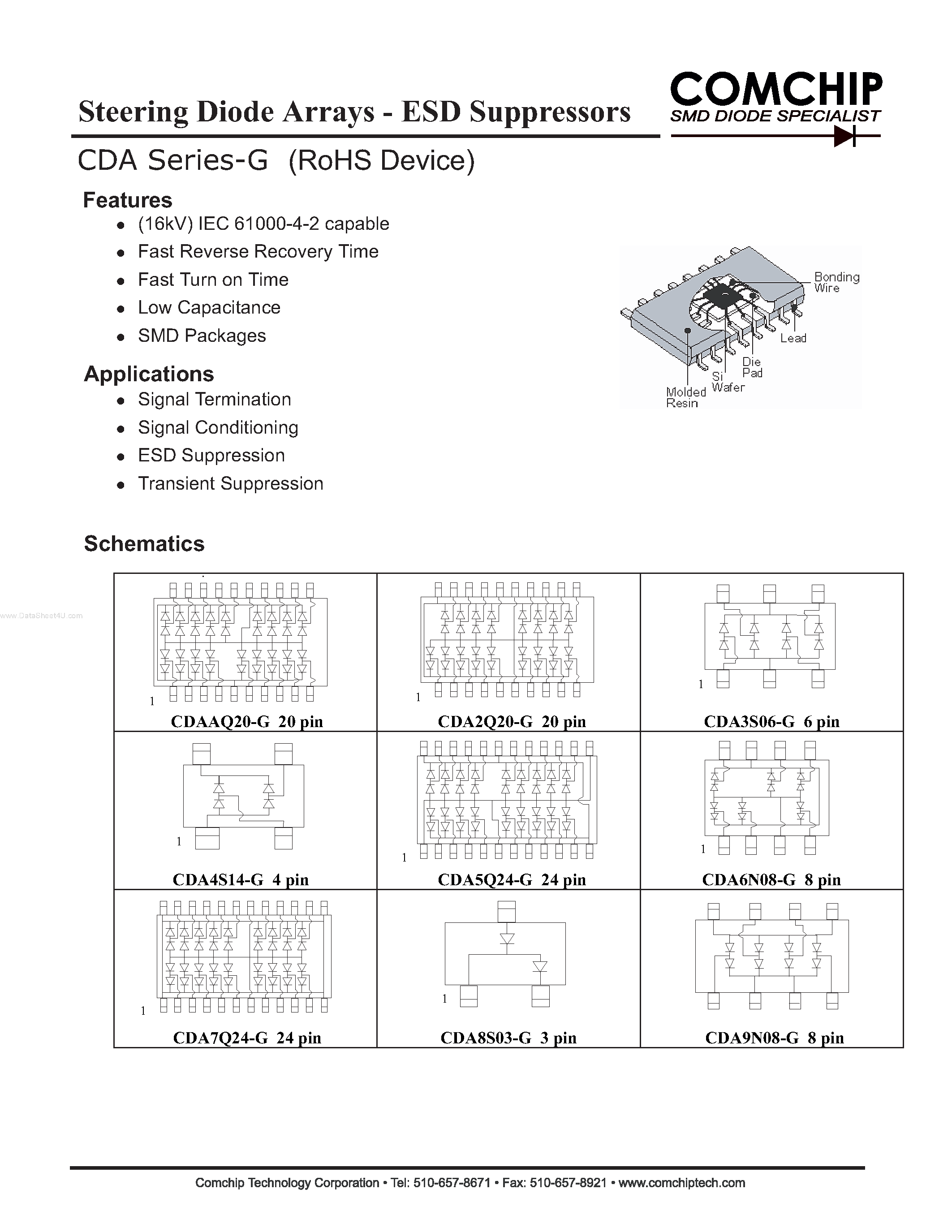 Даташит CDA2Q20-G - Steering Diode Arrays - ESD Suppressors страница 1