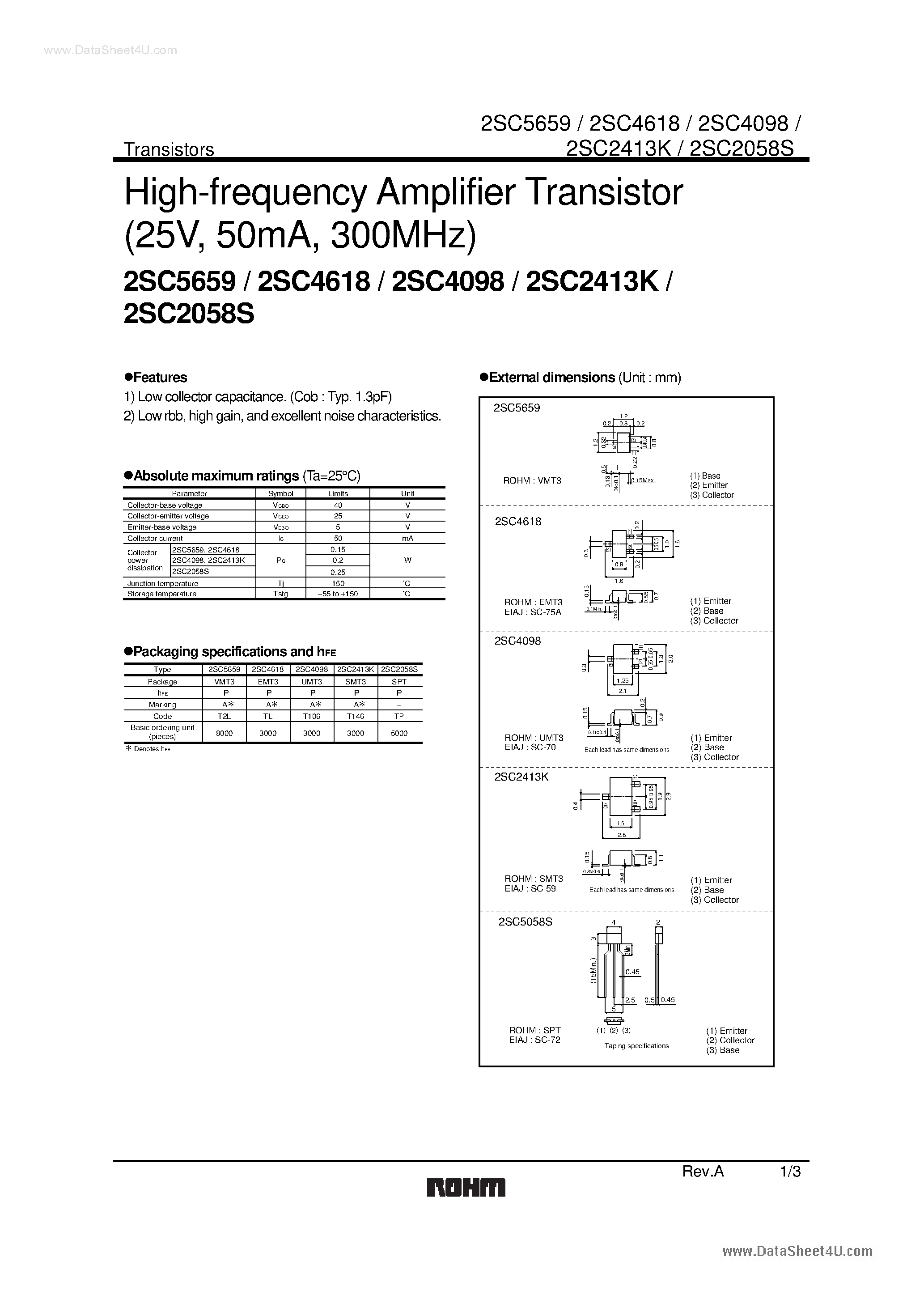Даташит 4098 - Search -----> 2SC4098 страница 1