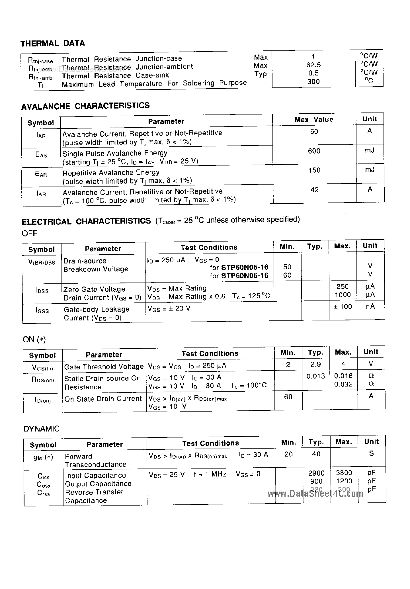 Даташит P60N05-16 - Search -----> STP60N05-16 страница 2