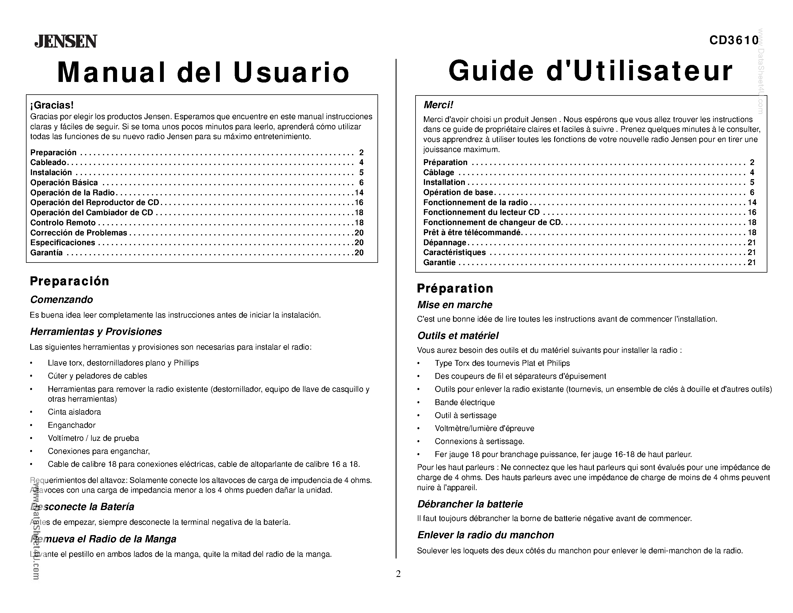 Datasheet CD3610 - Manual page 2