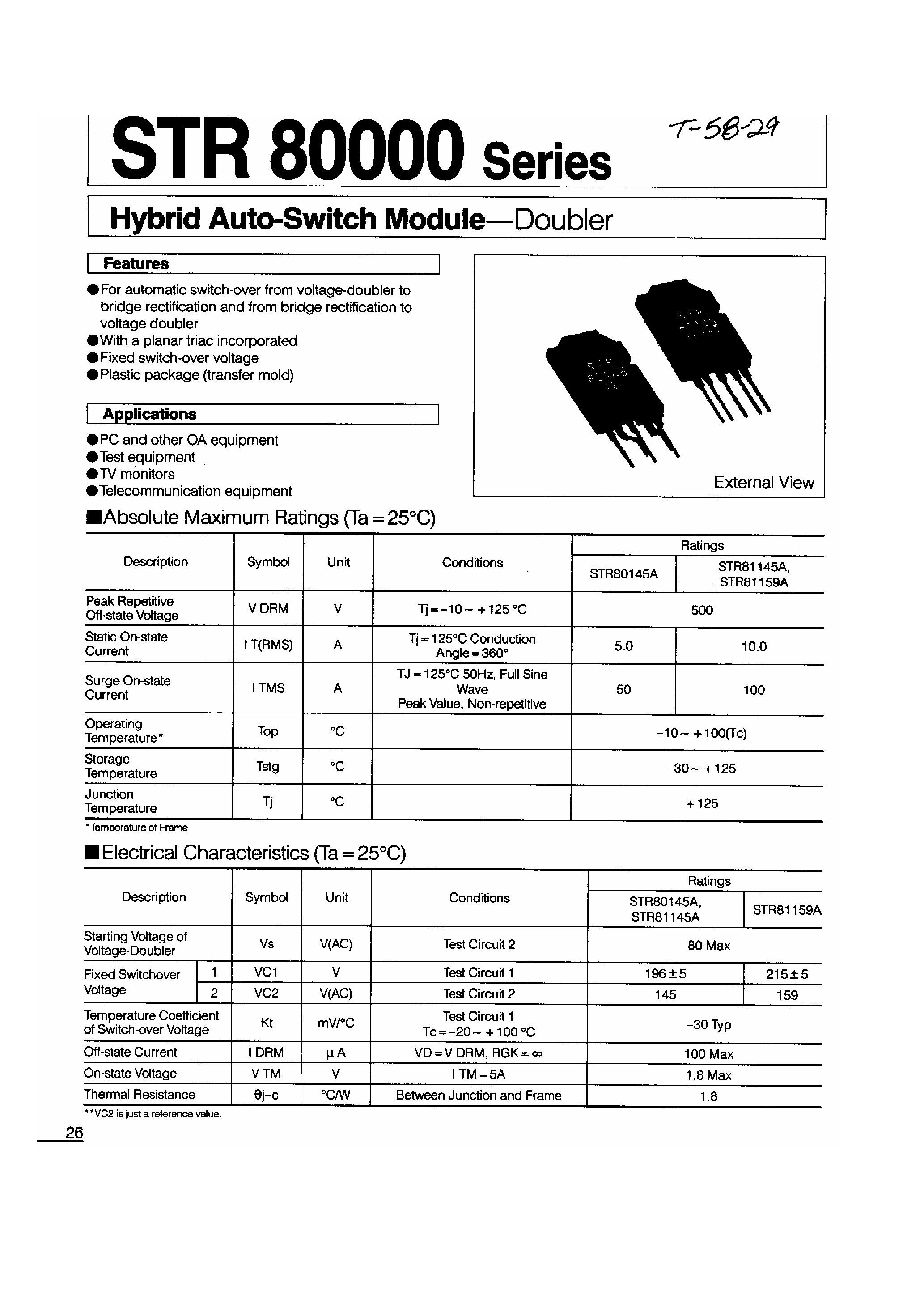 Datasheet STR80000 page 1 Datasheet STR80000 - Hybrid Auto-Switch Module-Doubler page 1