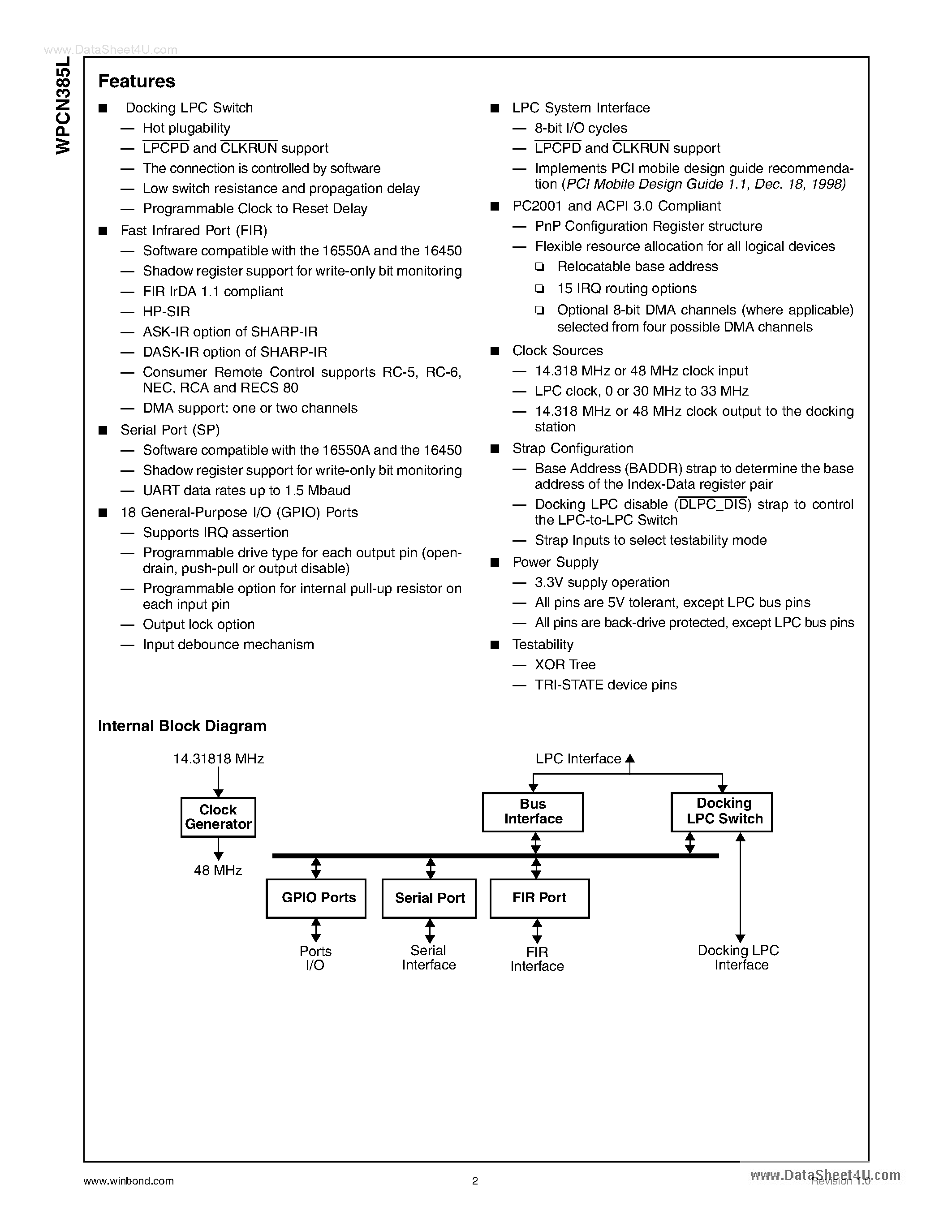 Datasheet WPCN385L - LPC-to-LPC Switch page 2