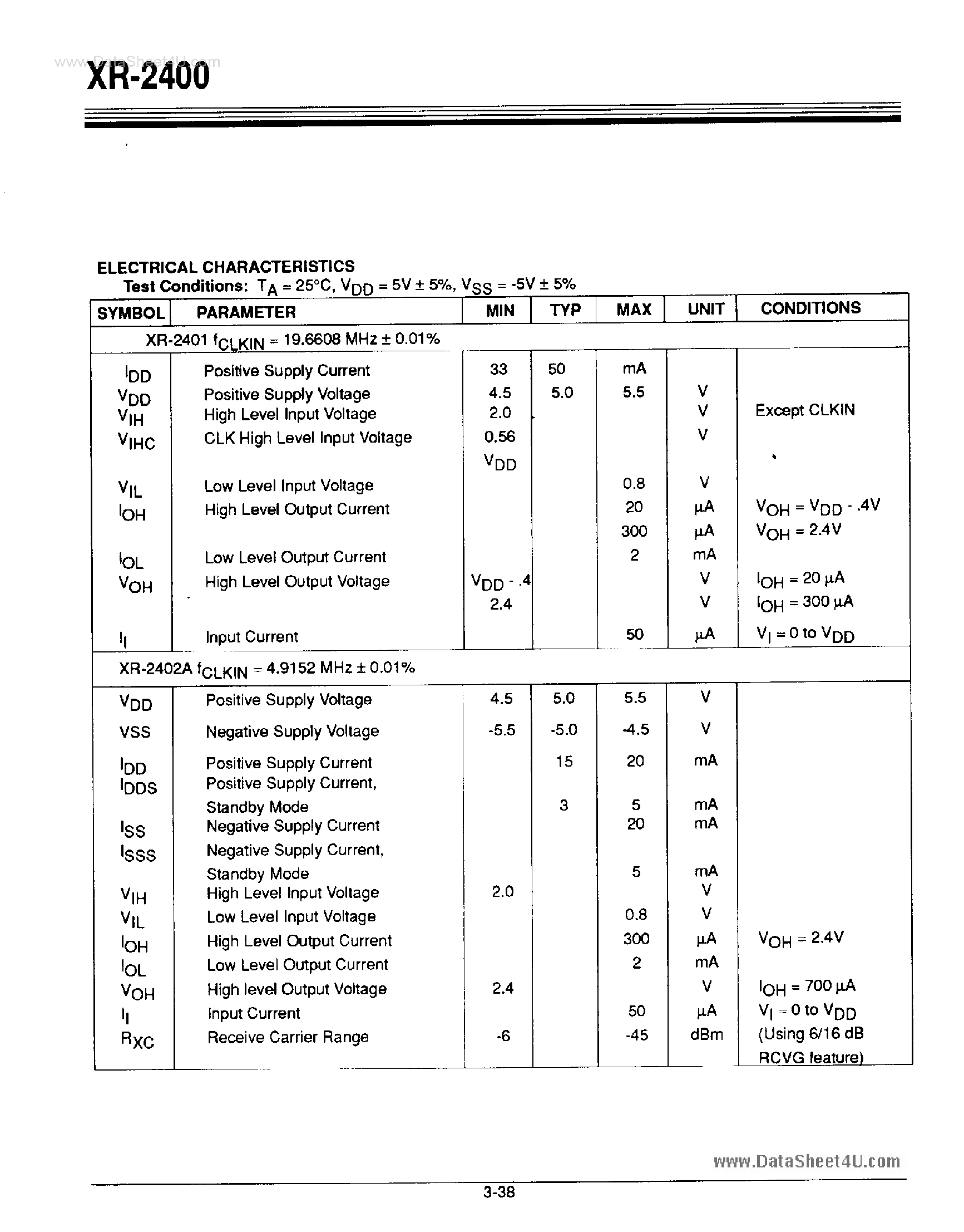 Даташит на микросхему XR-2400 страница 2 Даташит XR-2400 - V.22 Bis Modem страница 2