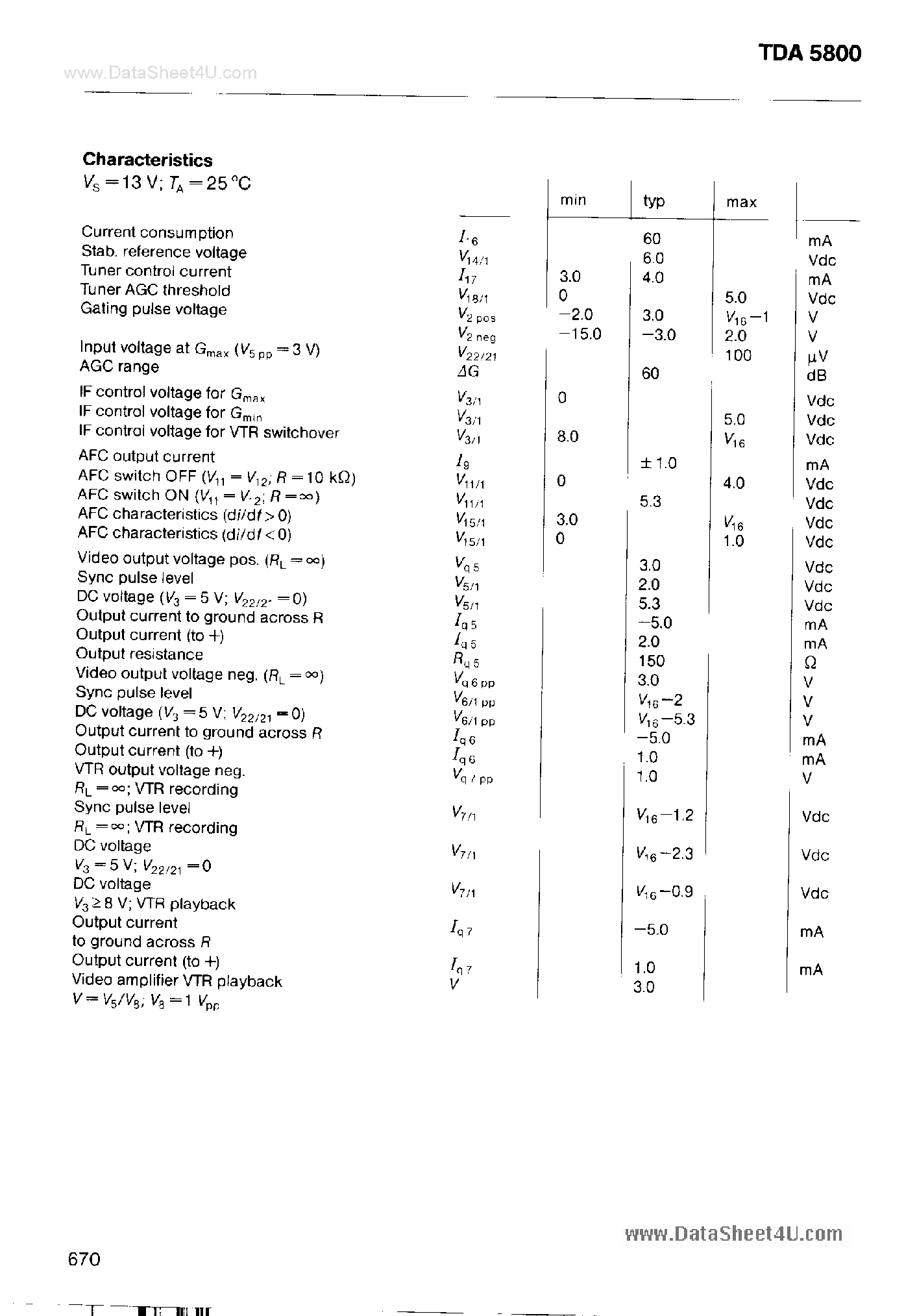 Datasheet TDA5800 - VIDEO IF IC page 2