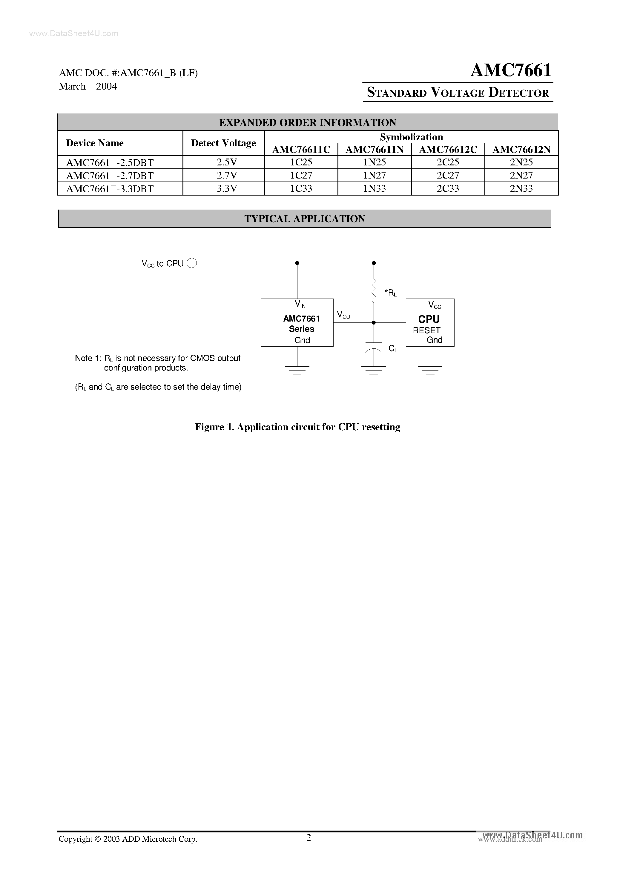 Даташит AMC7661 - Standard Voltage Detector страница 2