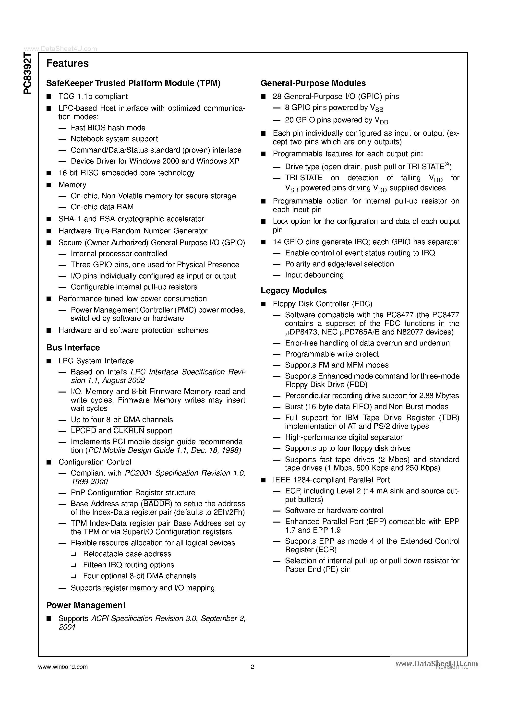 Даташит PC8392T - Notebook TrustedI/O страница 2