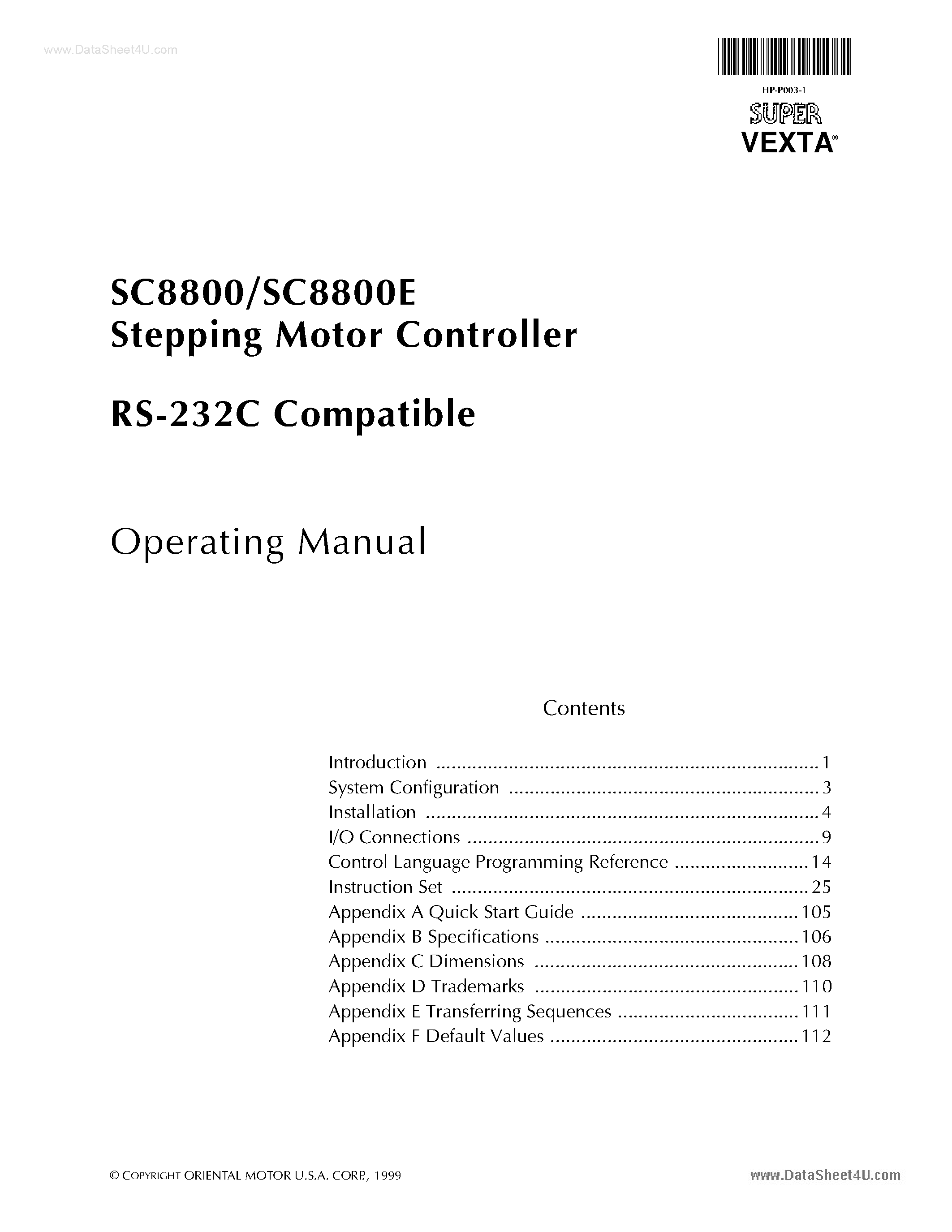 Даташит SC8800 - Stepping Motor Controller страница 1