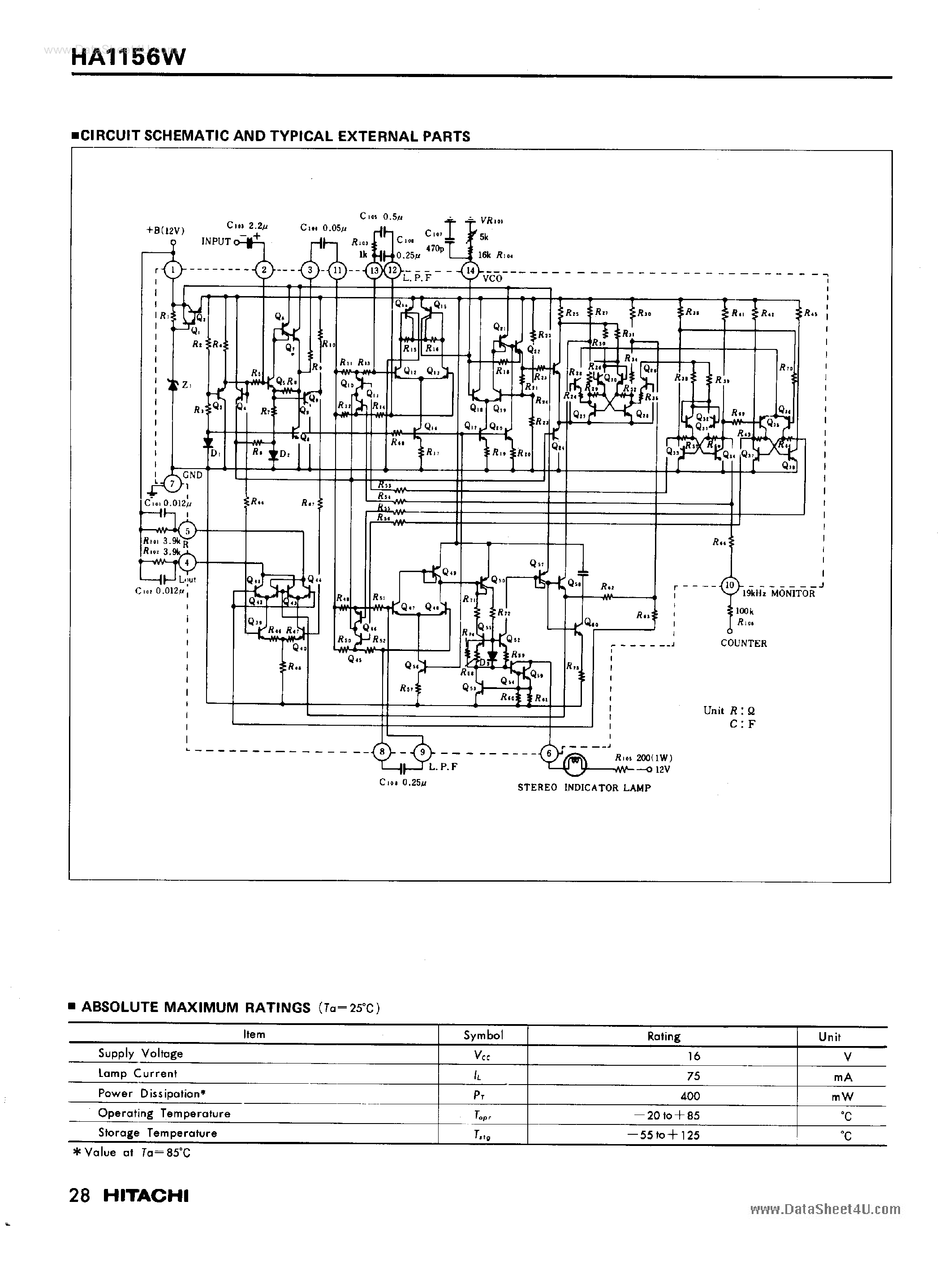 Даташит HA1156W - FM Stereo Demodulator страница 2