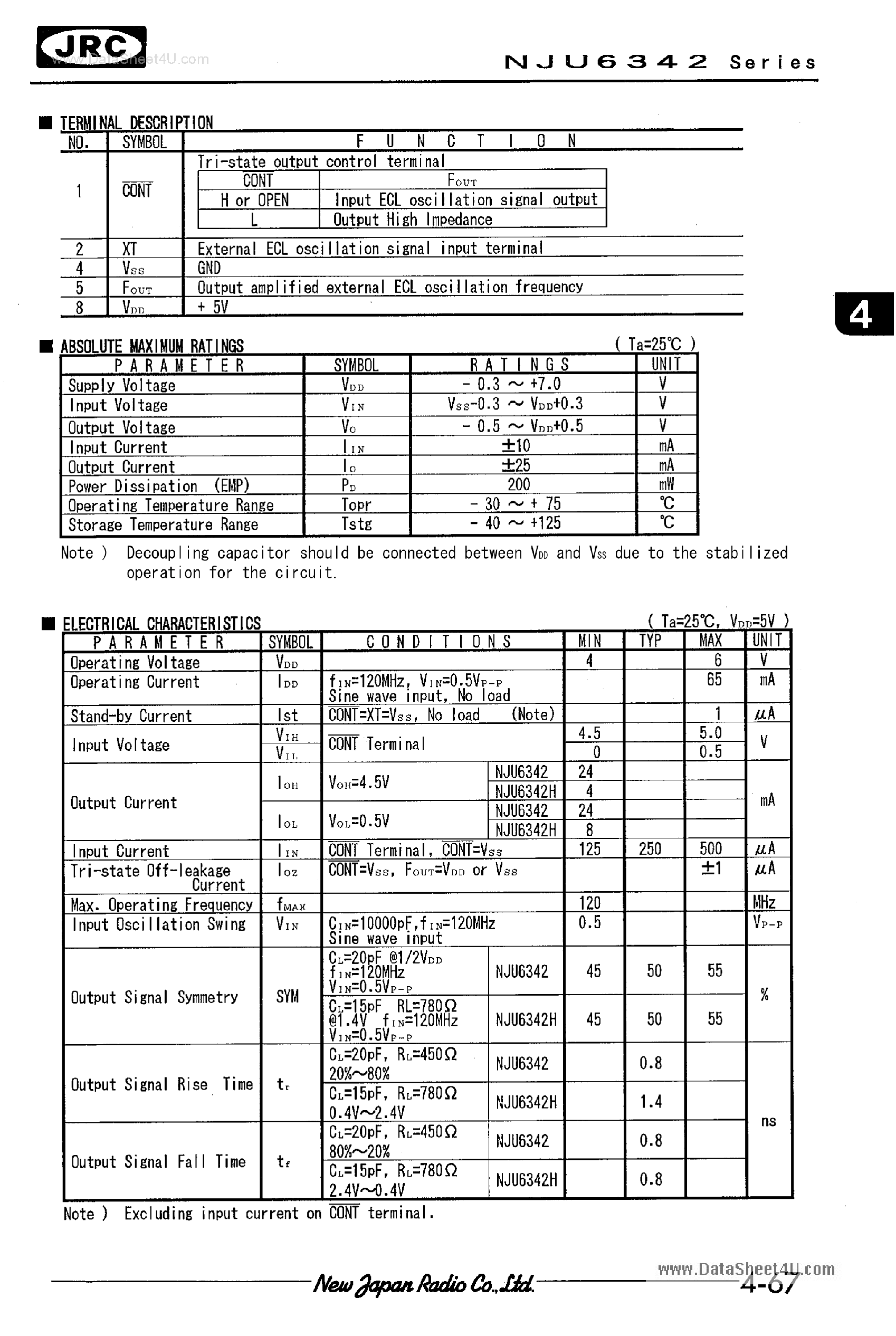 Datasheet NJU6342 - TRI-STATE BUFFER page 2